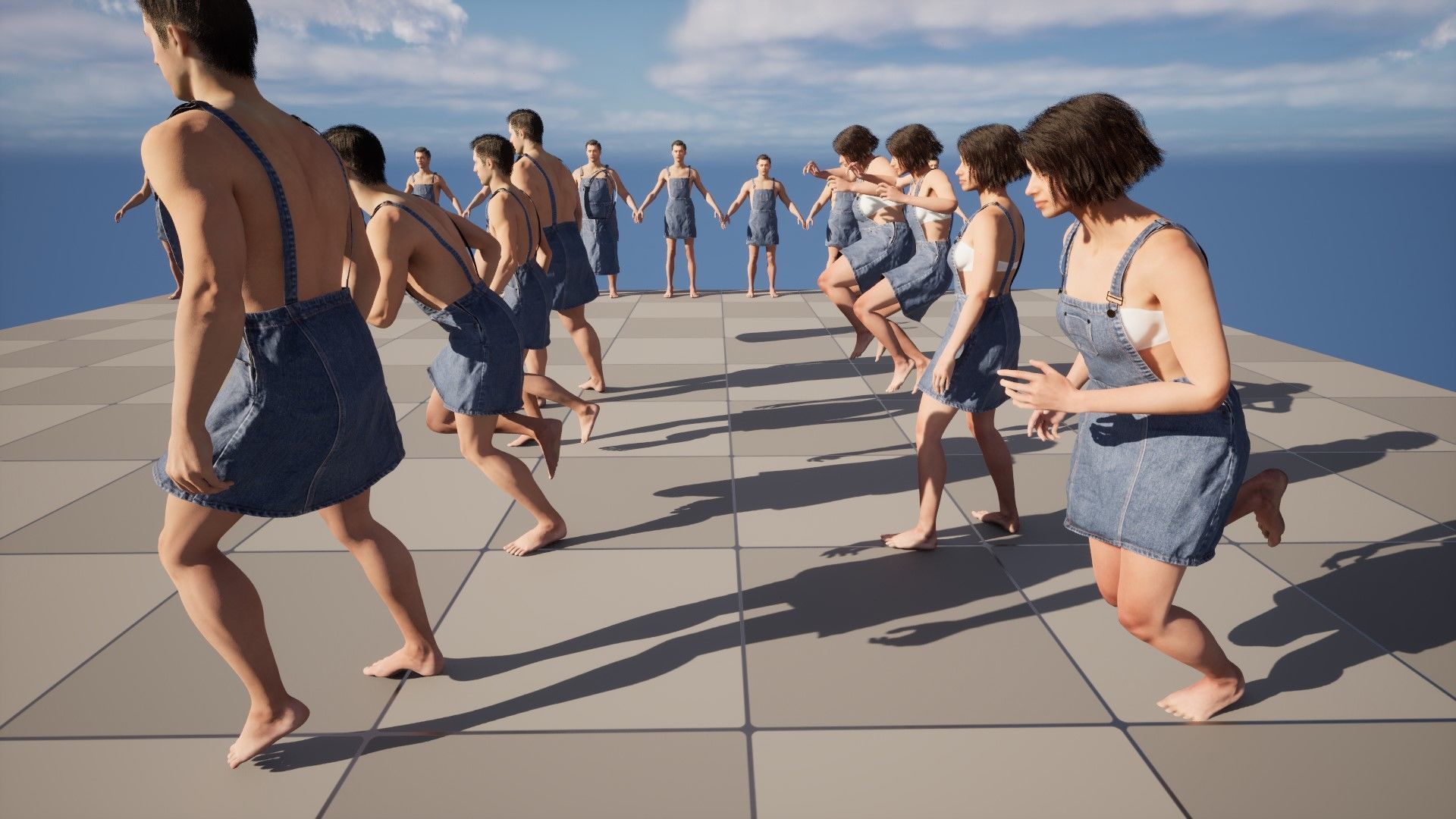 Denim Dress 101 - All MH Bodies - UE5 Skeletons - Rigged Low-poly 3D model_18