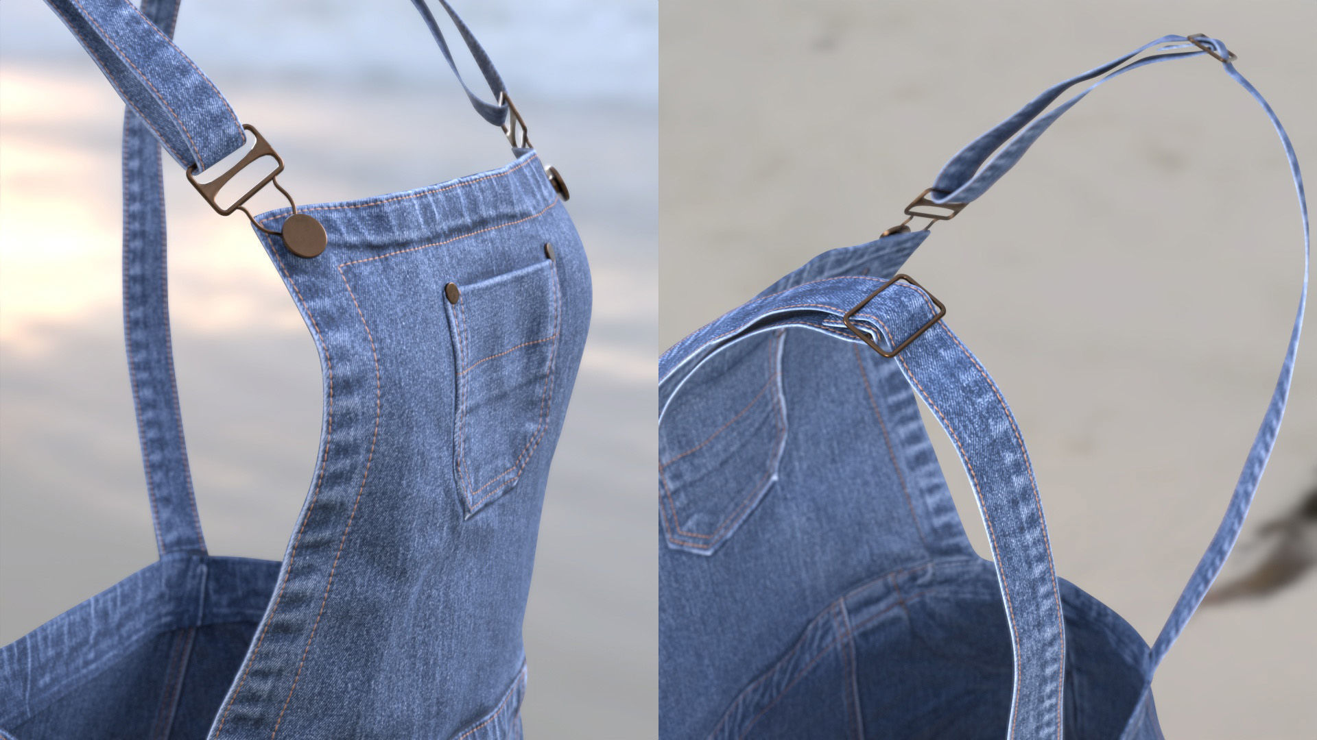 Denim Dress 101 - All MH Bodies - UE5 Skeletons - Rigged Low-poly 3D model_8