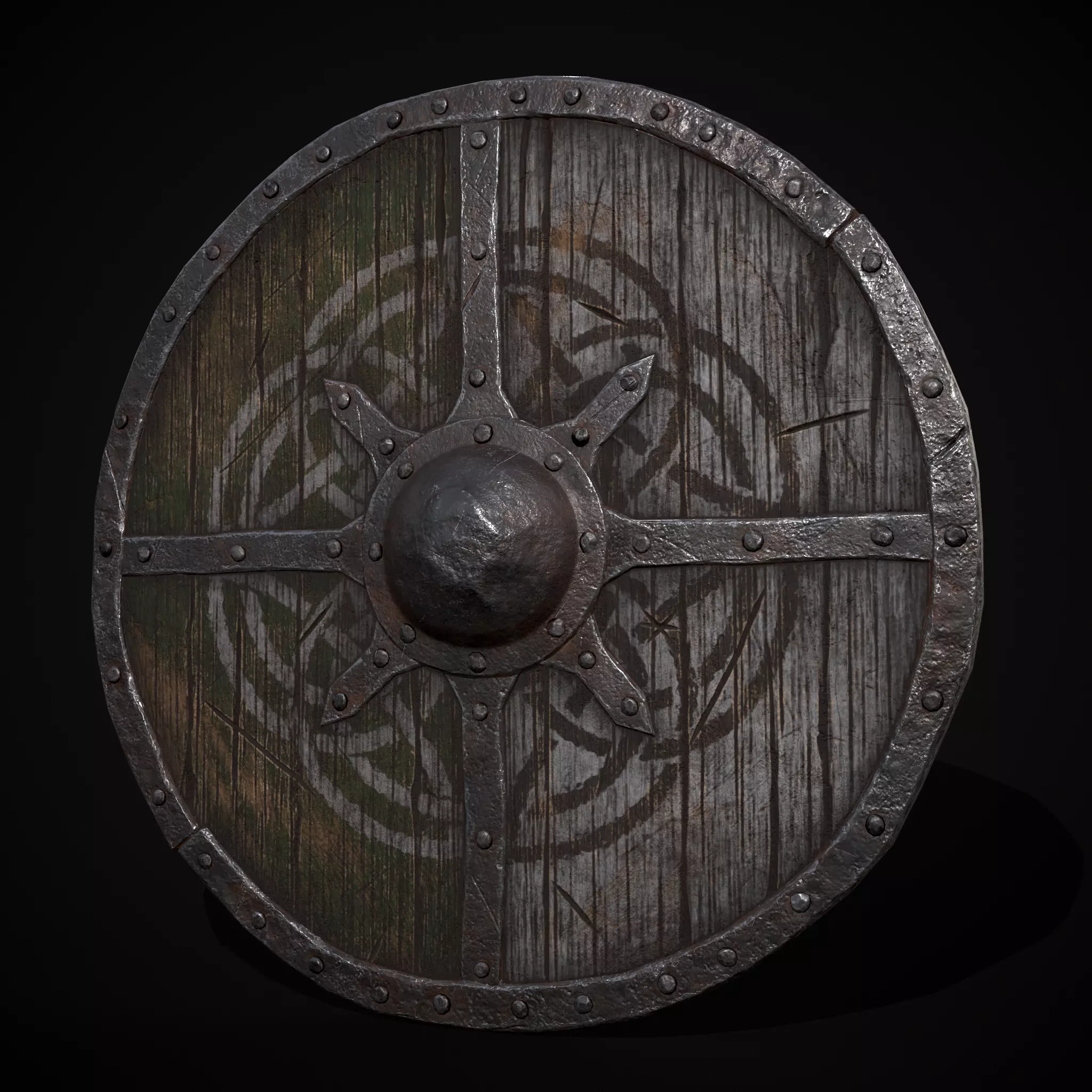 Viking War Shield GW Low-poly 3D model_0