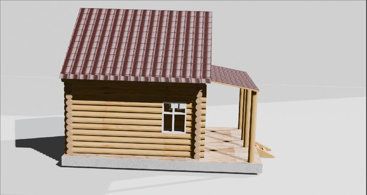 a round log house Low-poly 3D model_3