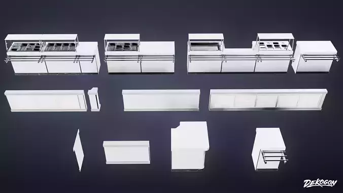 RESTAURANT - Counters Modular 02 - LOW POLY AND NANITE