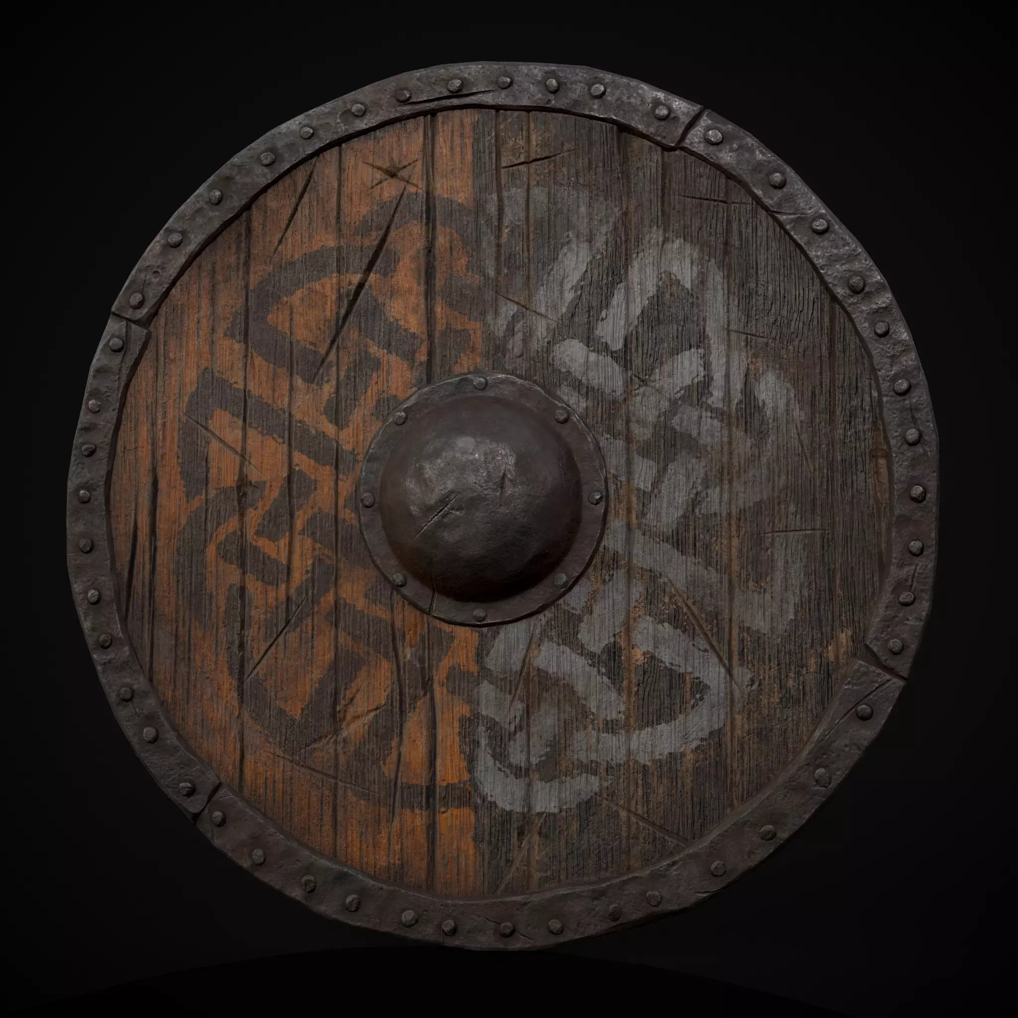 Viking War Shield YB Low-poly 3D model_0