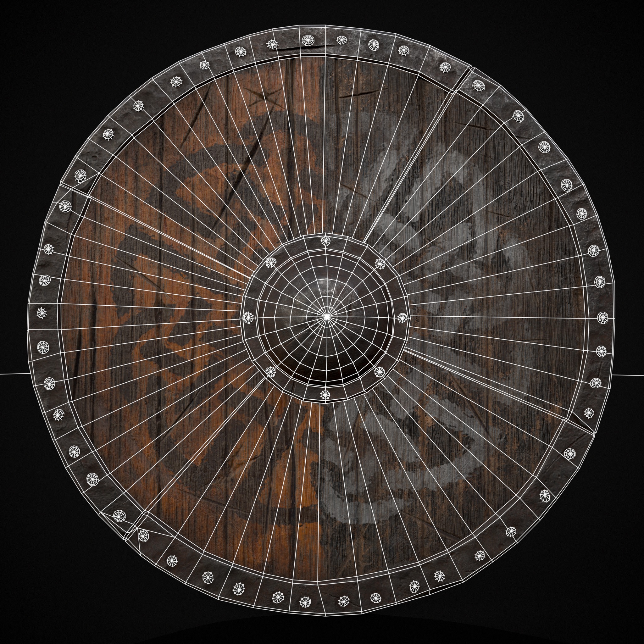 Viking War Shield YB Low-poly 3D model_12