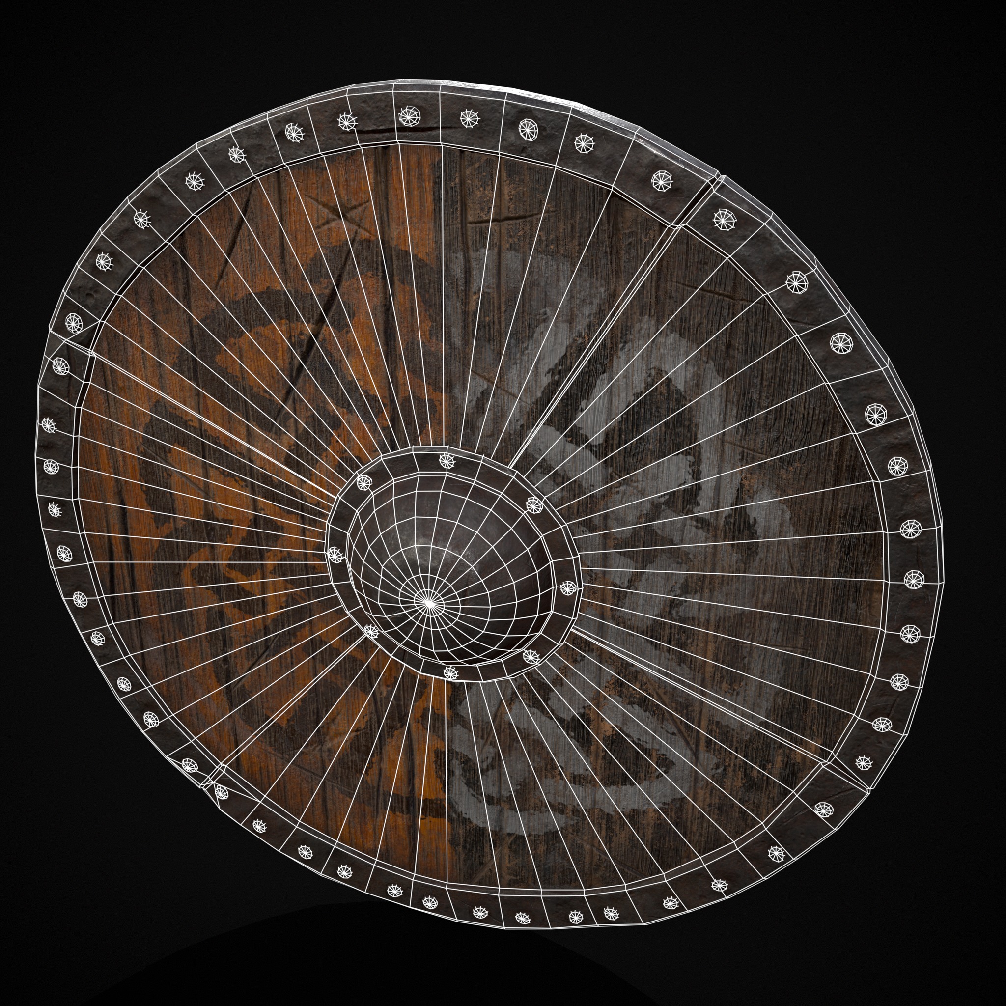 Viking War Shield YB Low-poly 3D model_10