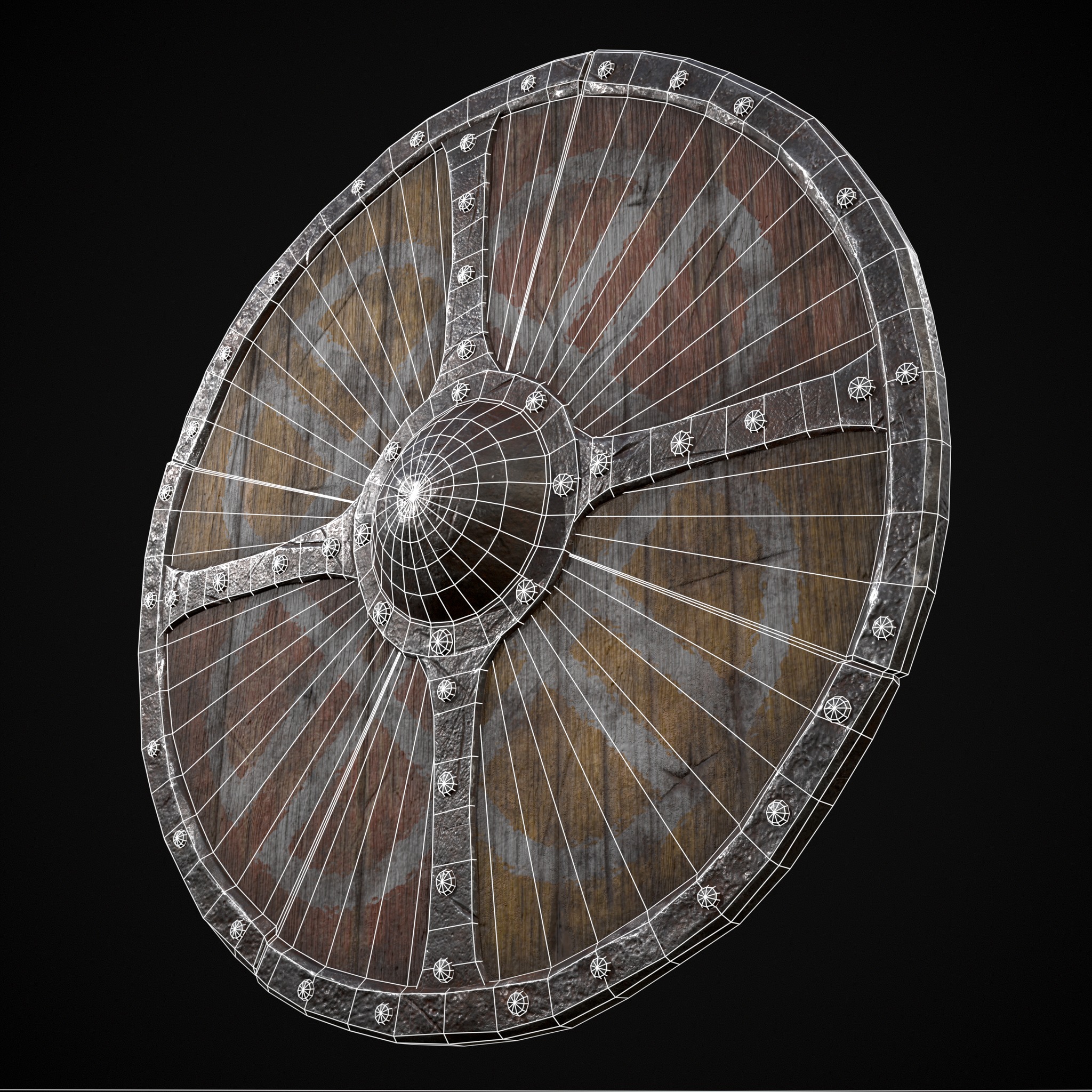 Viking War Shield YR Low-poly 3D model_12