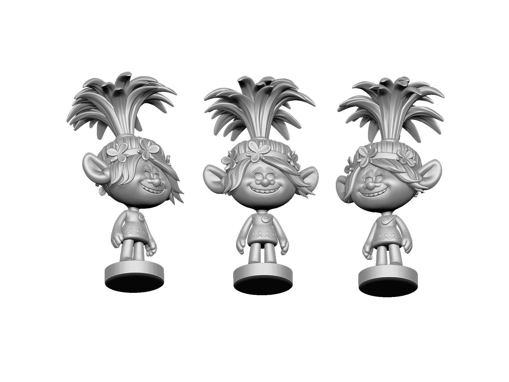 Happy Poppy troll for 3D printing STL 3D print model_17