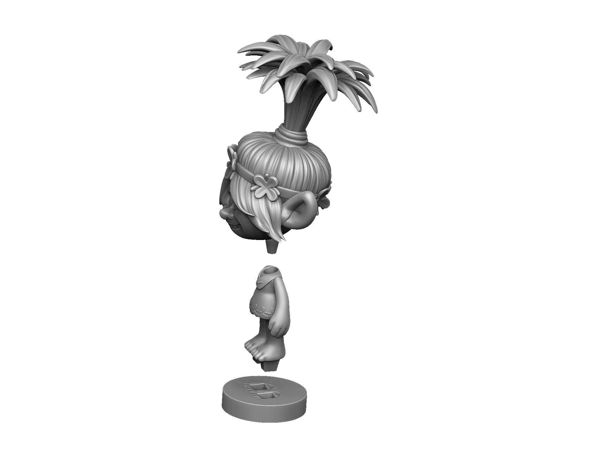 Happy Poppy troll for 3D printing STL 3D print model_27
