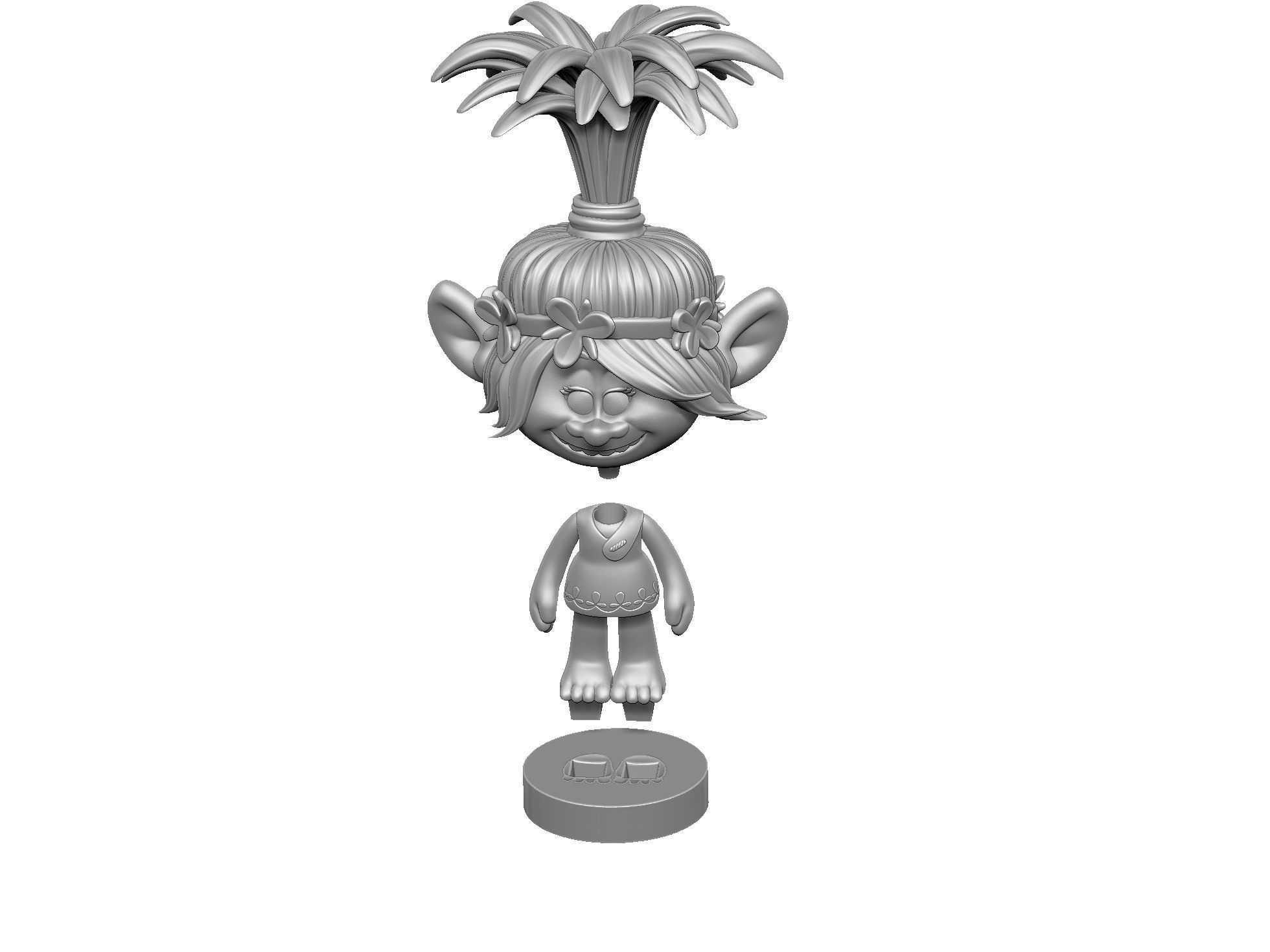 Happy Poppy troll for 3D printing STL 3D print model_25
