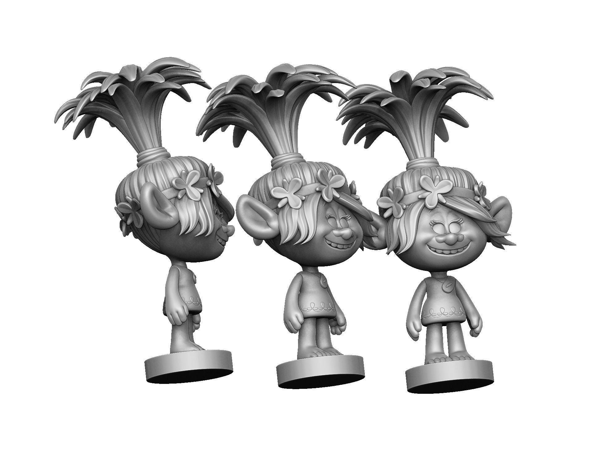 Happy Poppy troll for 3D printing STL 3D print model_11