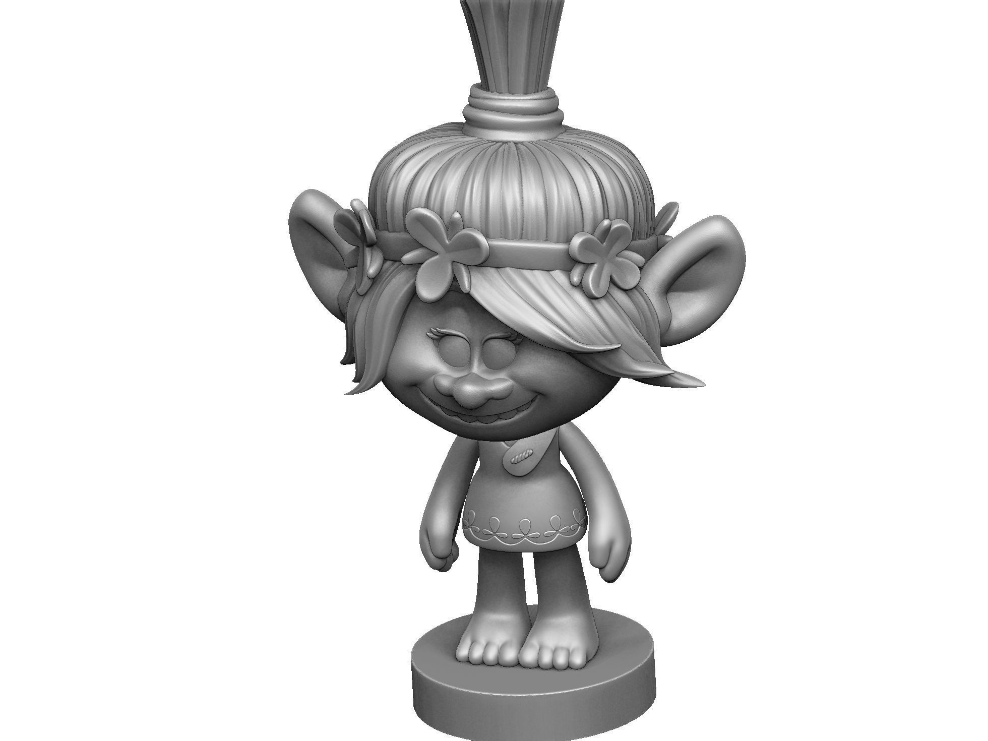 Happy Poppy troll for 3D printing STL 3D print model_8