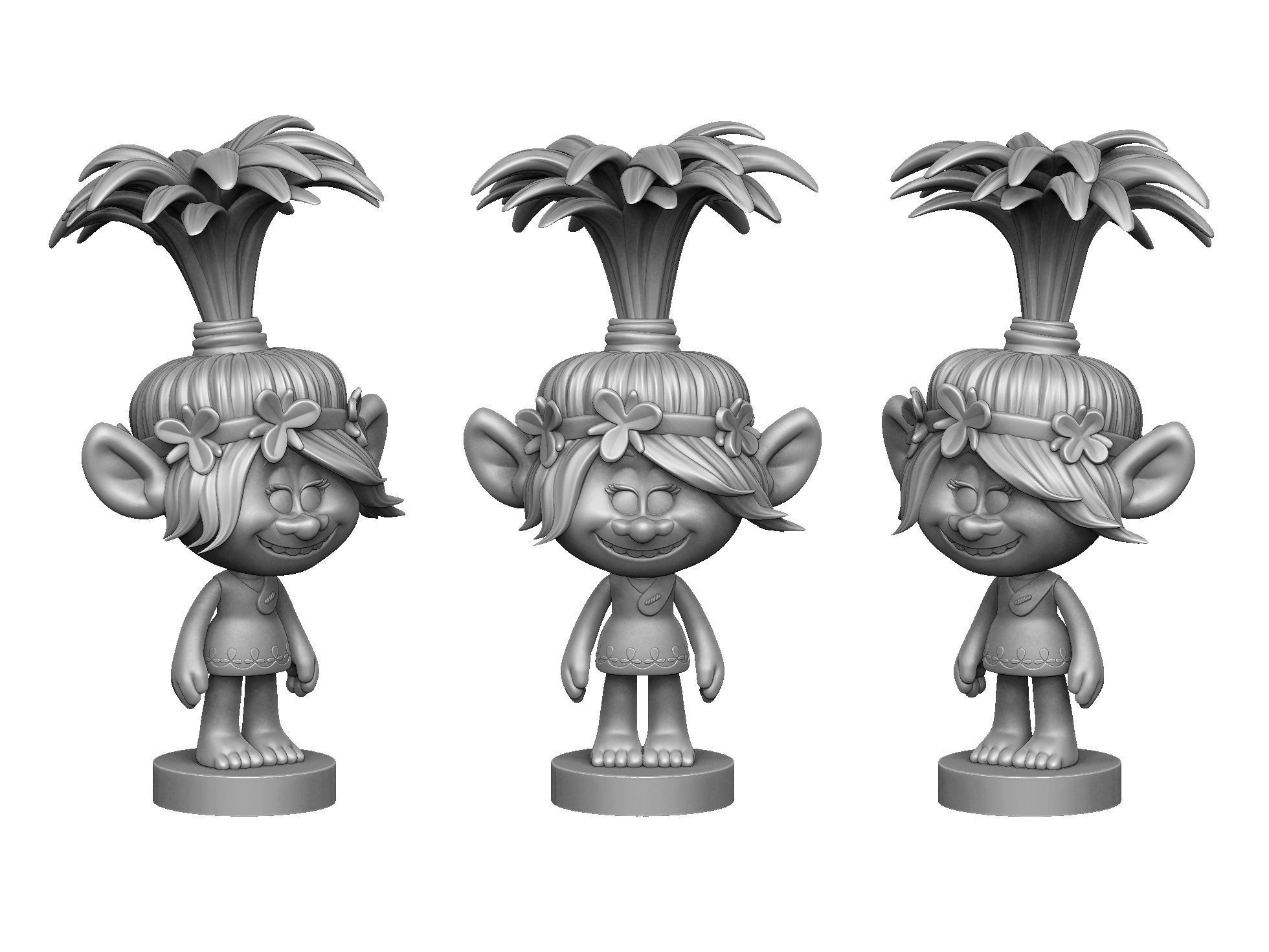 Happy Poppy troll for 3D printing STL 3D print model_9