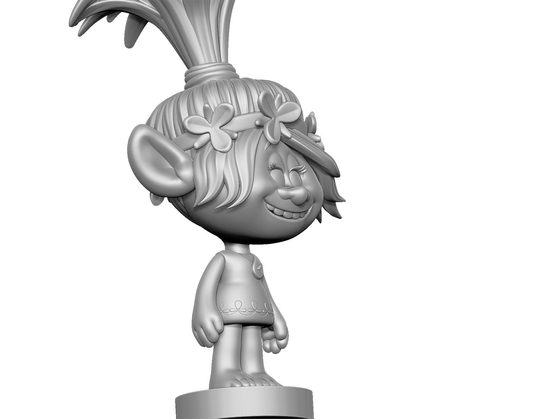 Happy Poppy troll for 3D printing STL 3D print model_6