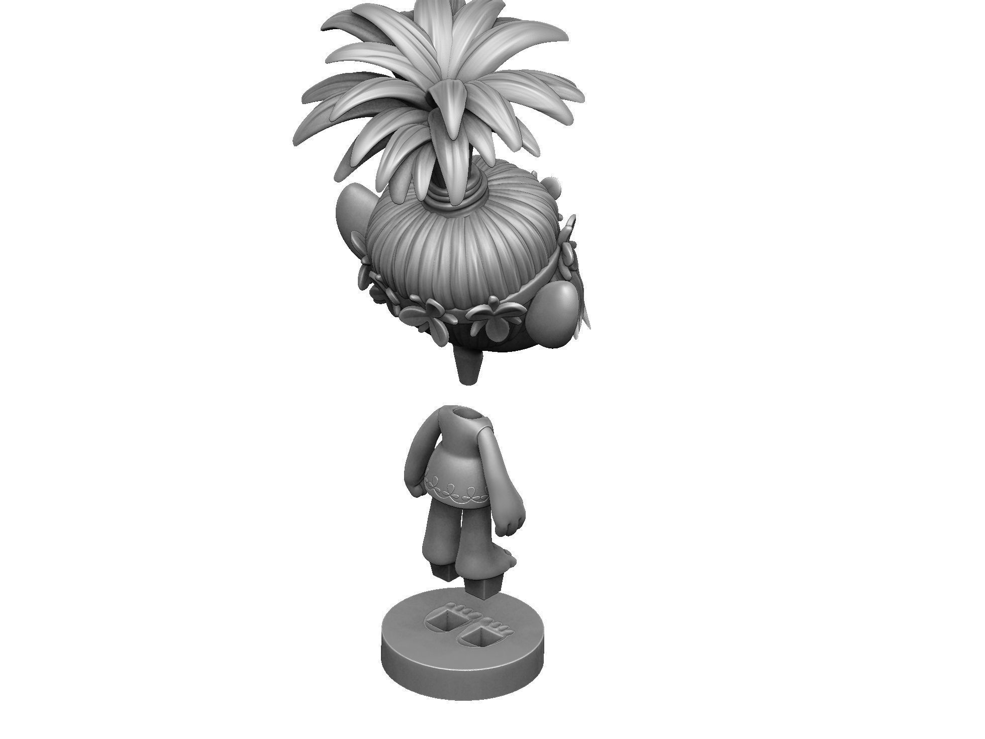 Happy Poppy troll for 3D printing STL 3D print model_26