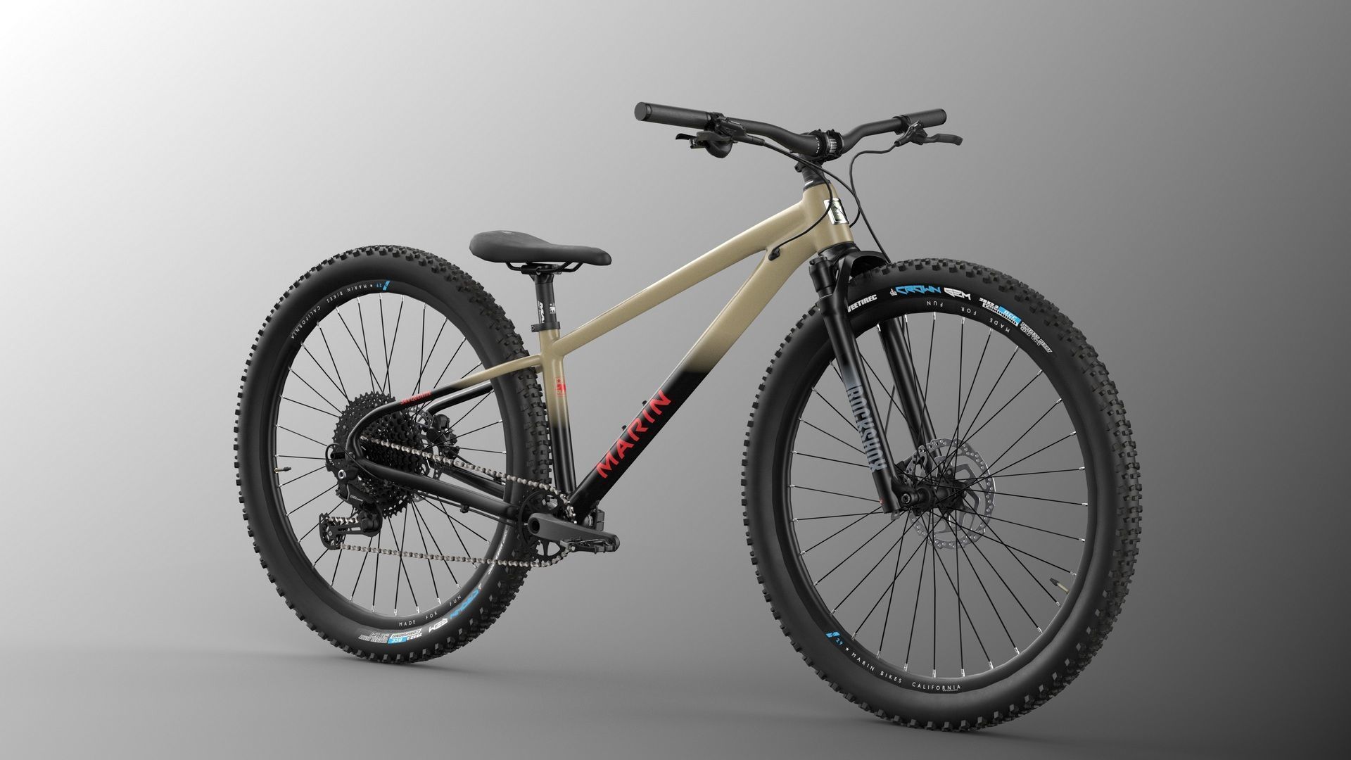 MTB hardtail in mud black Low-poly 3D model_1