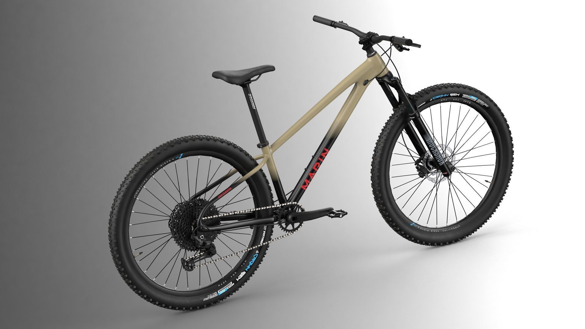 MTB hardtail in mud black Low-poly 3D model_6