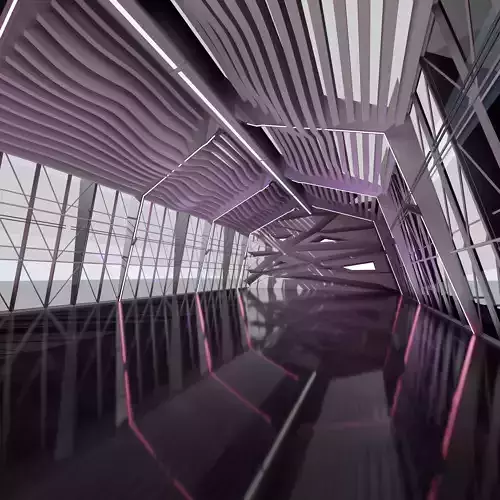 Sci Fi Exhibition Abstract Concept hall inteiror clear 3D model