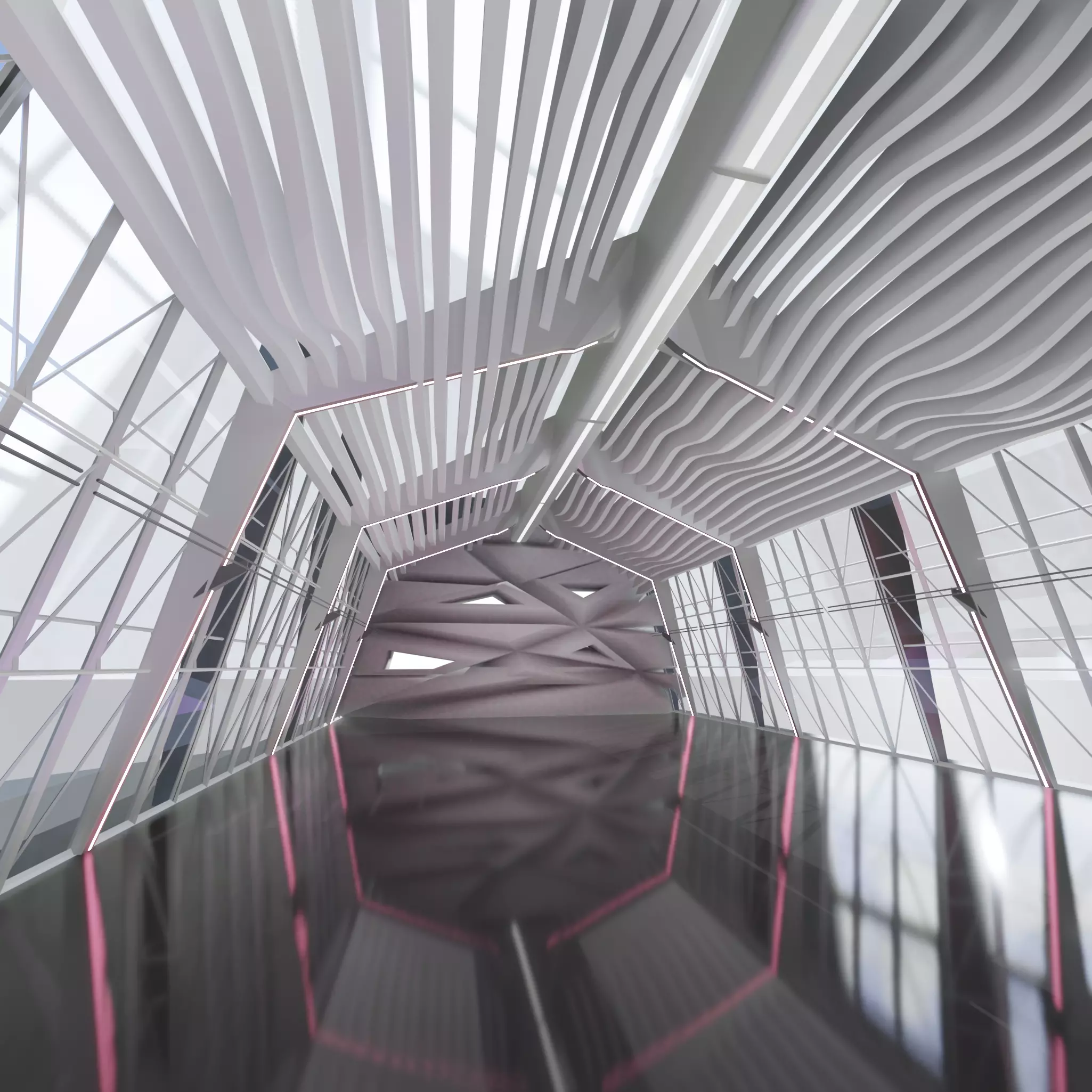 3D Sci Fi Exhibition Abstract Concept hall inteiror clear 3D 3D model