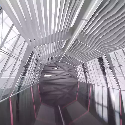 3D Sci Fi Exhibition Abstract Concept hall inteiror clear 3D