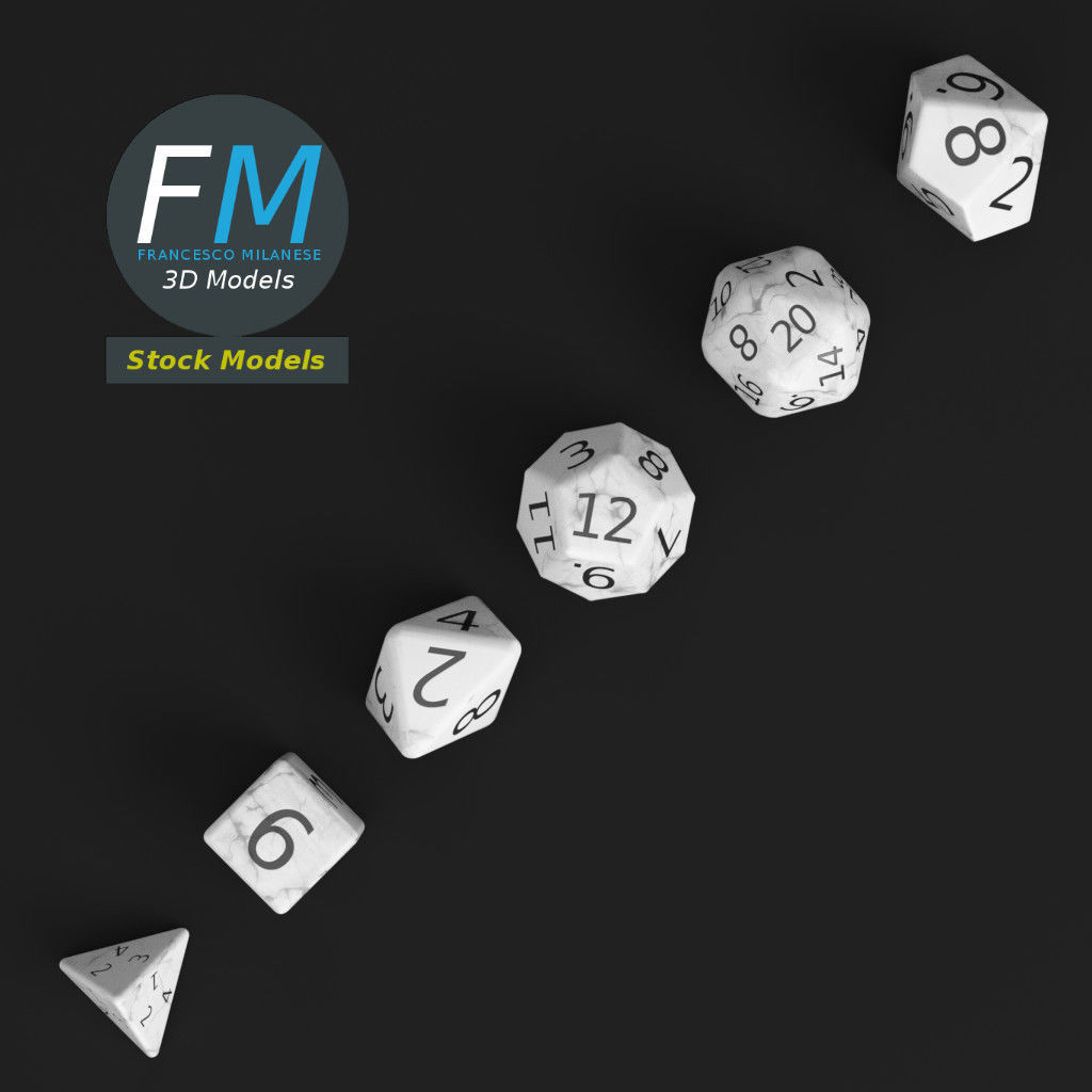 6 rpg dnd dice Low-poly 3D model_6