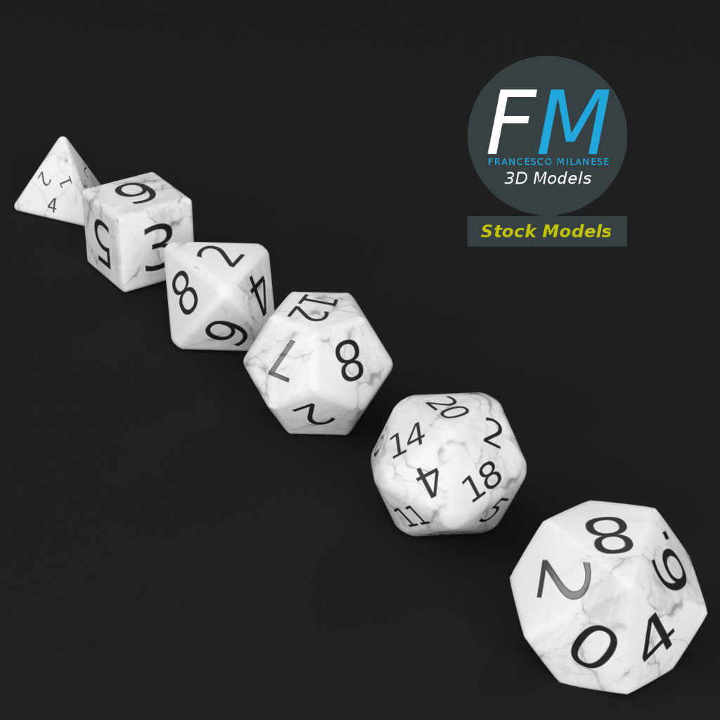 6 rpg dnd dice Low-poly 3D model_2