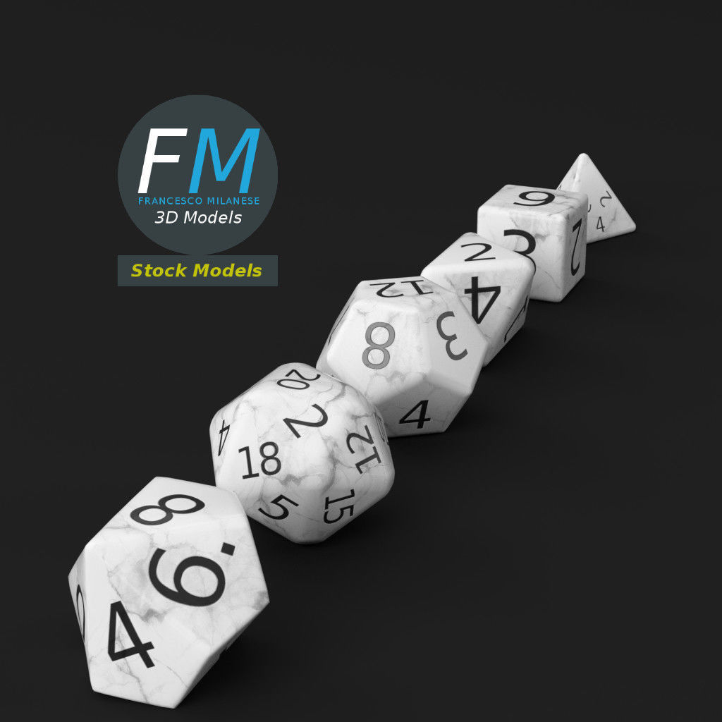 6 rpg dnd dice Low-poly 3D model_5