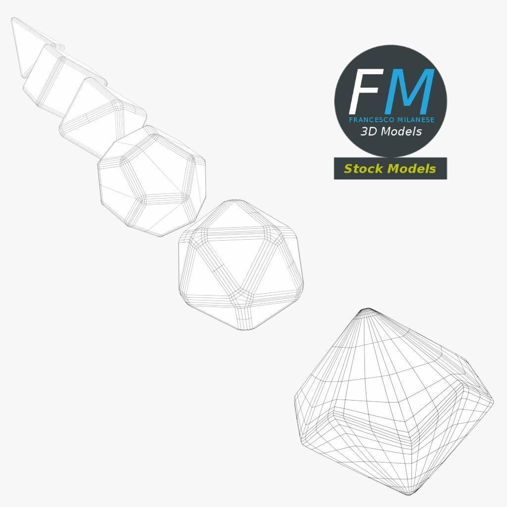 6 rpg dnd dice Low-poly 3D model_8