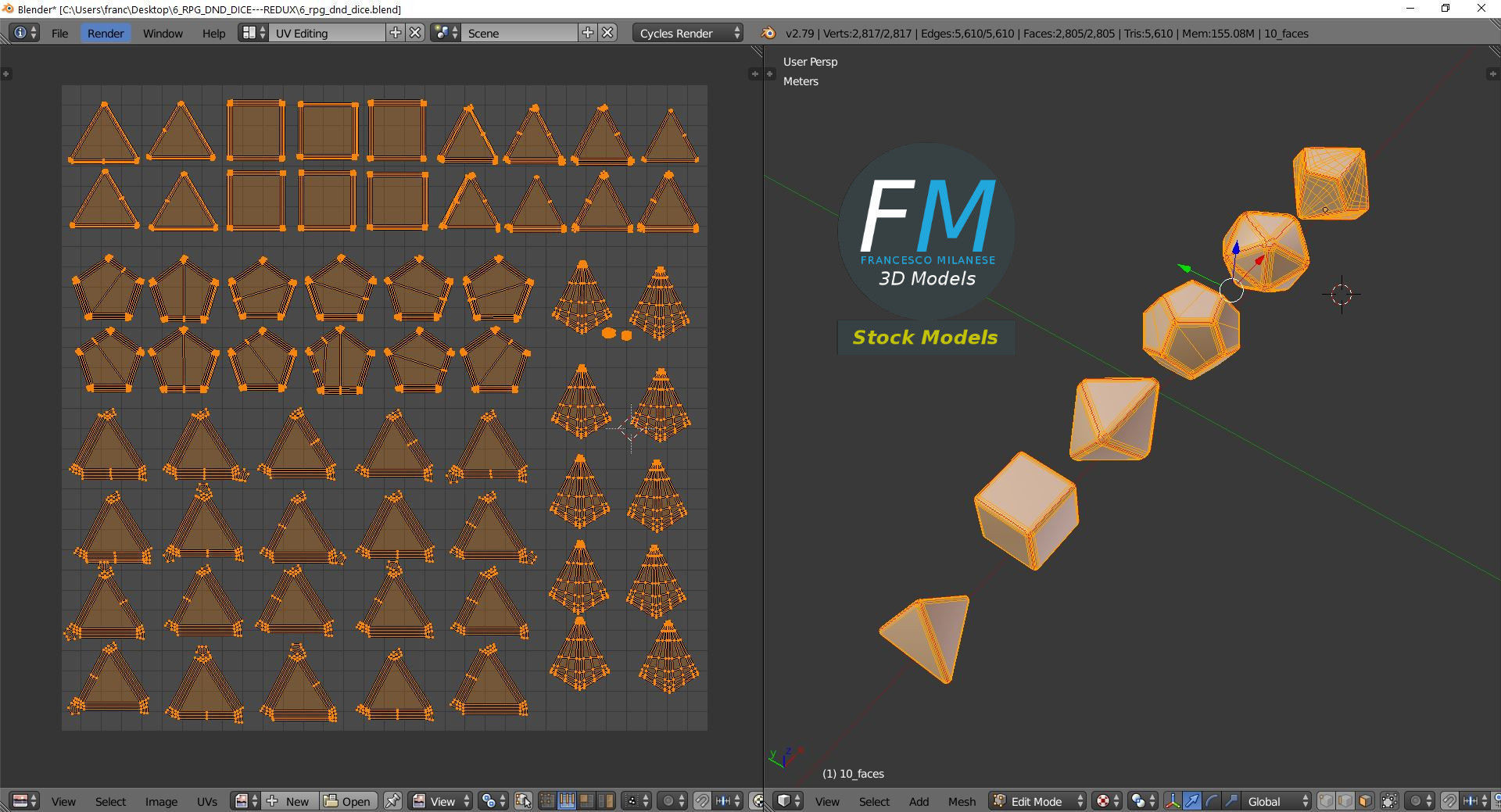 6 rpg dnd dice Low-poly 3D model_10