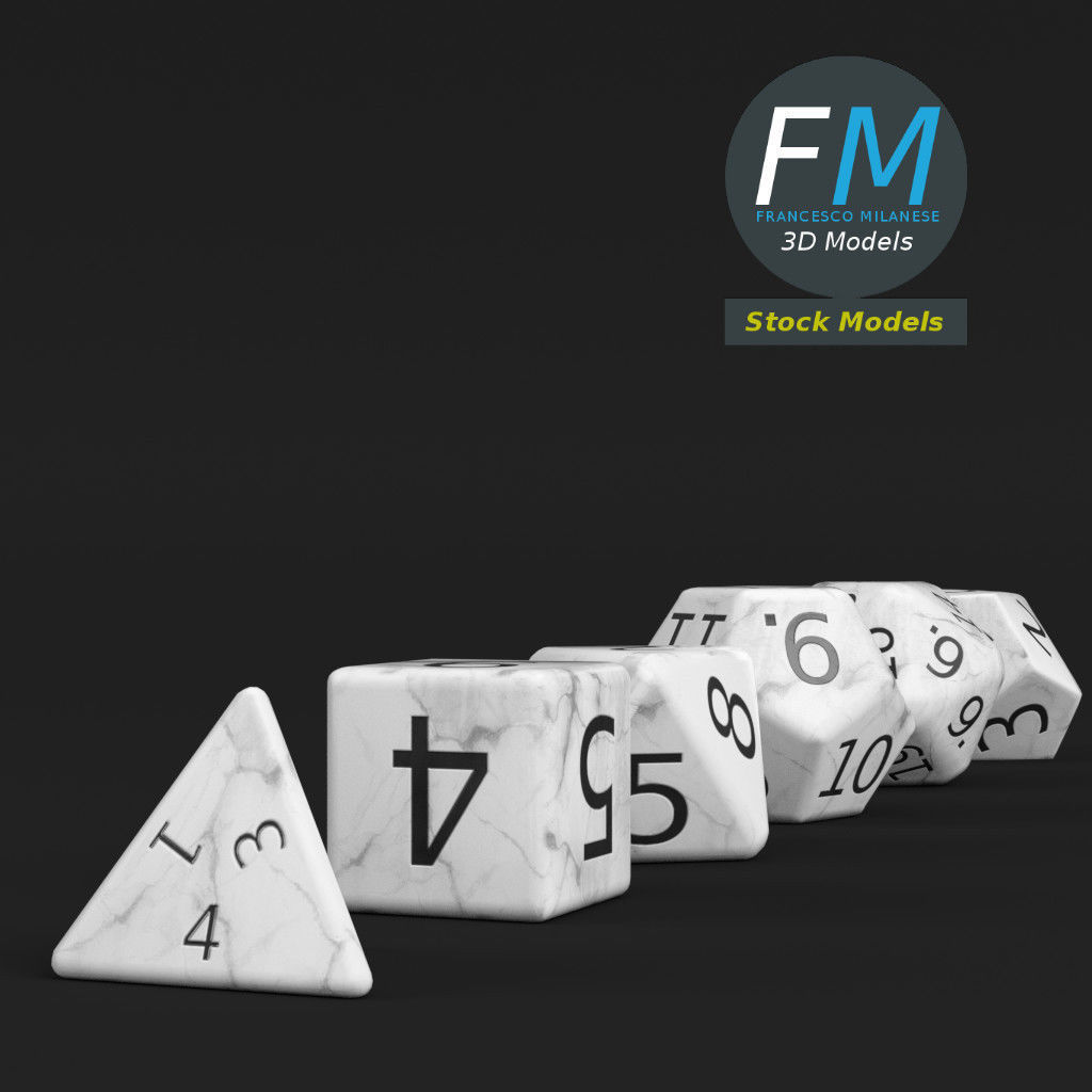 6 rpg dnd dice Low-poly 3D model_4