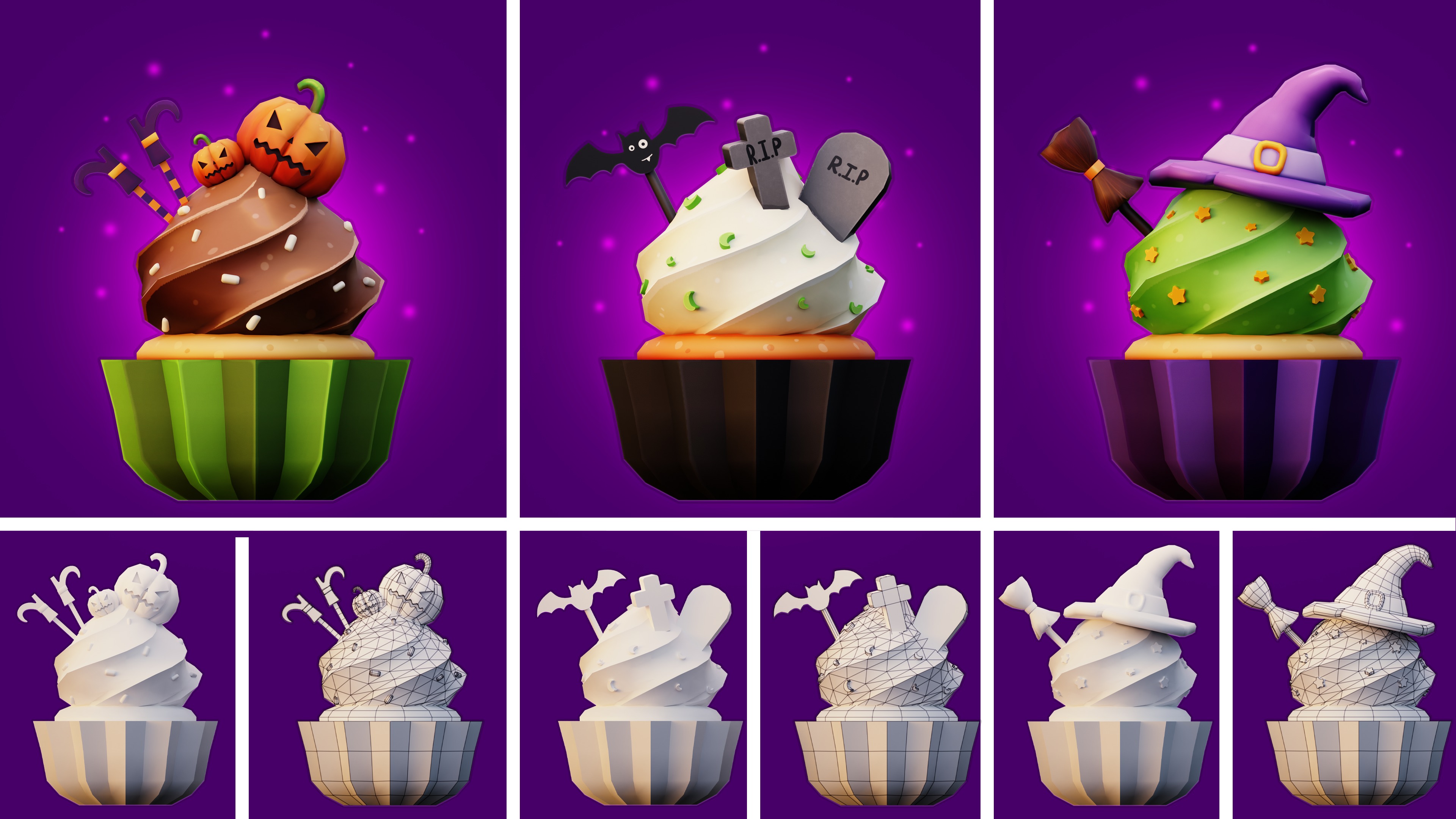 Halloween Cupcakes 3D model_1
