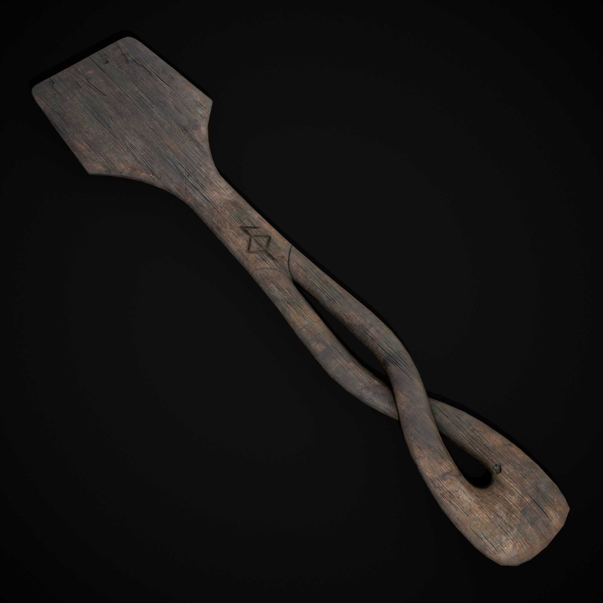 Old Carved Spatulas Low-poly 3D model_11