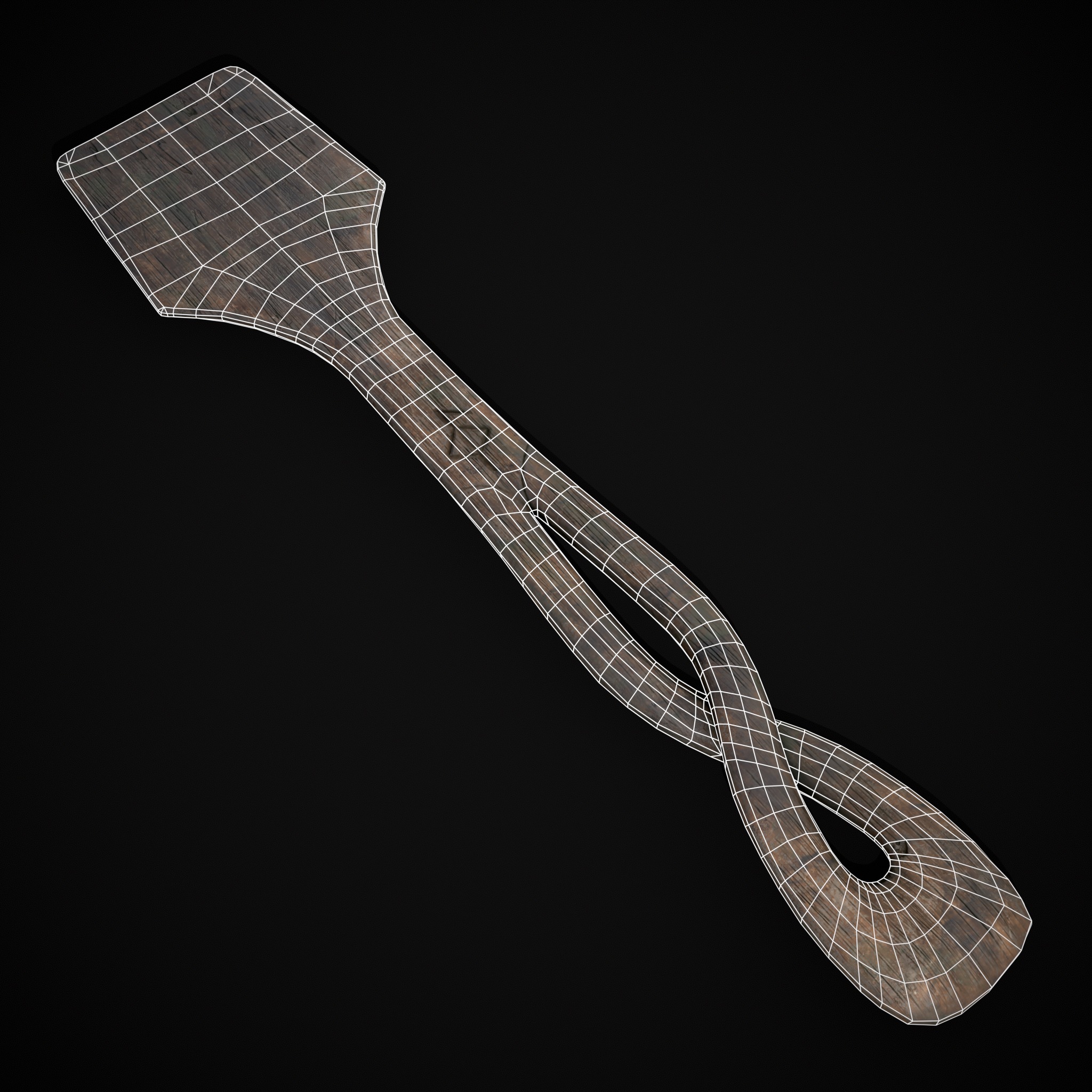 Old Carved Spatulas Low-poly 3D model_12