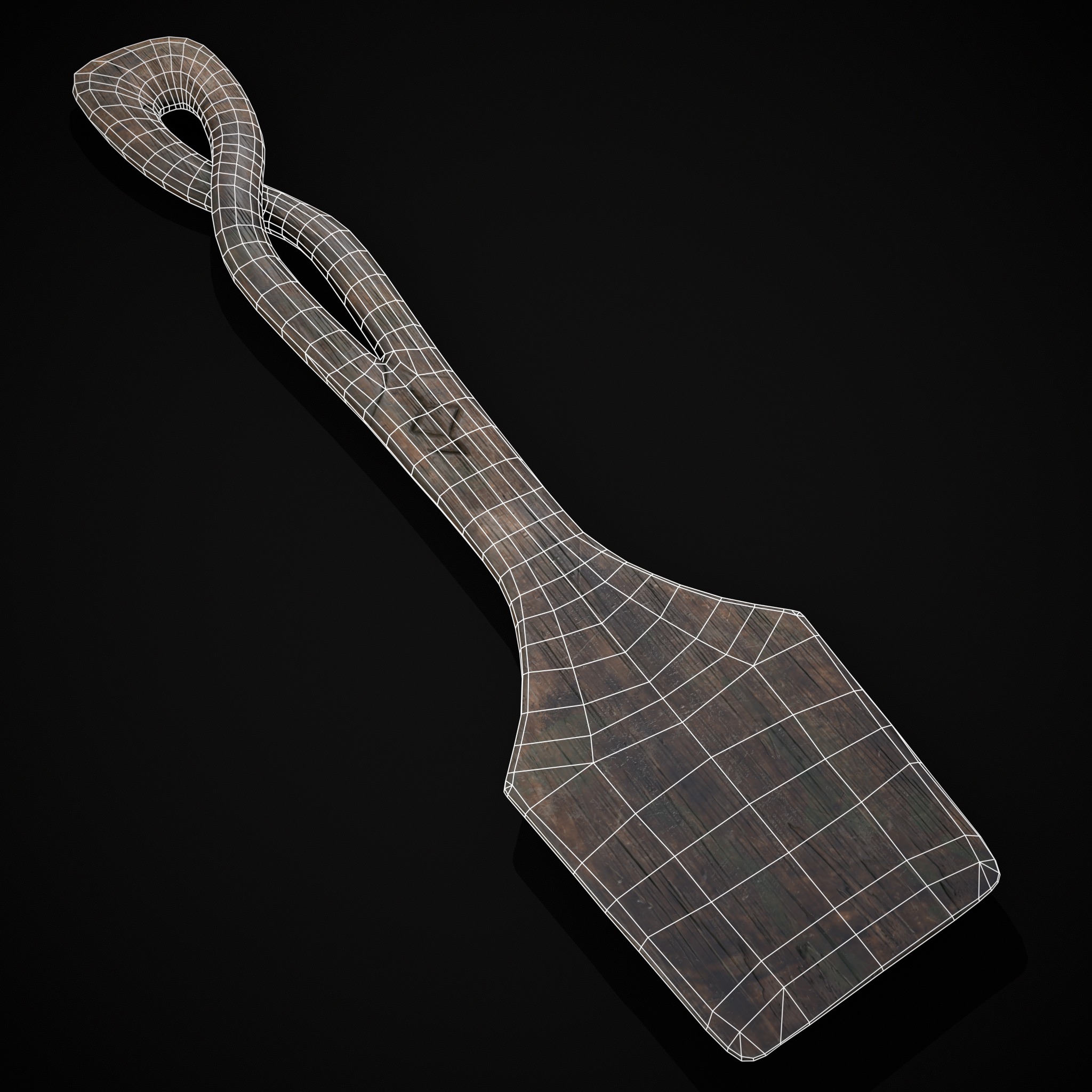 Old Carved Spatulas Low-poly 3D model_10