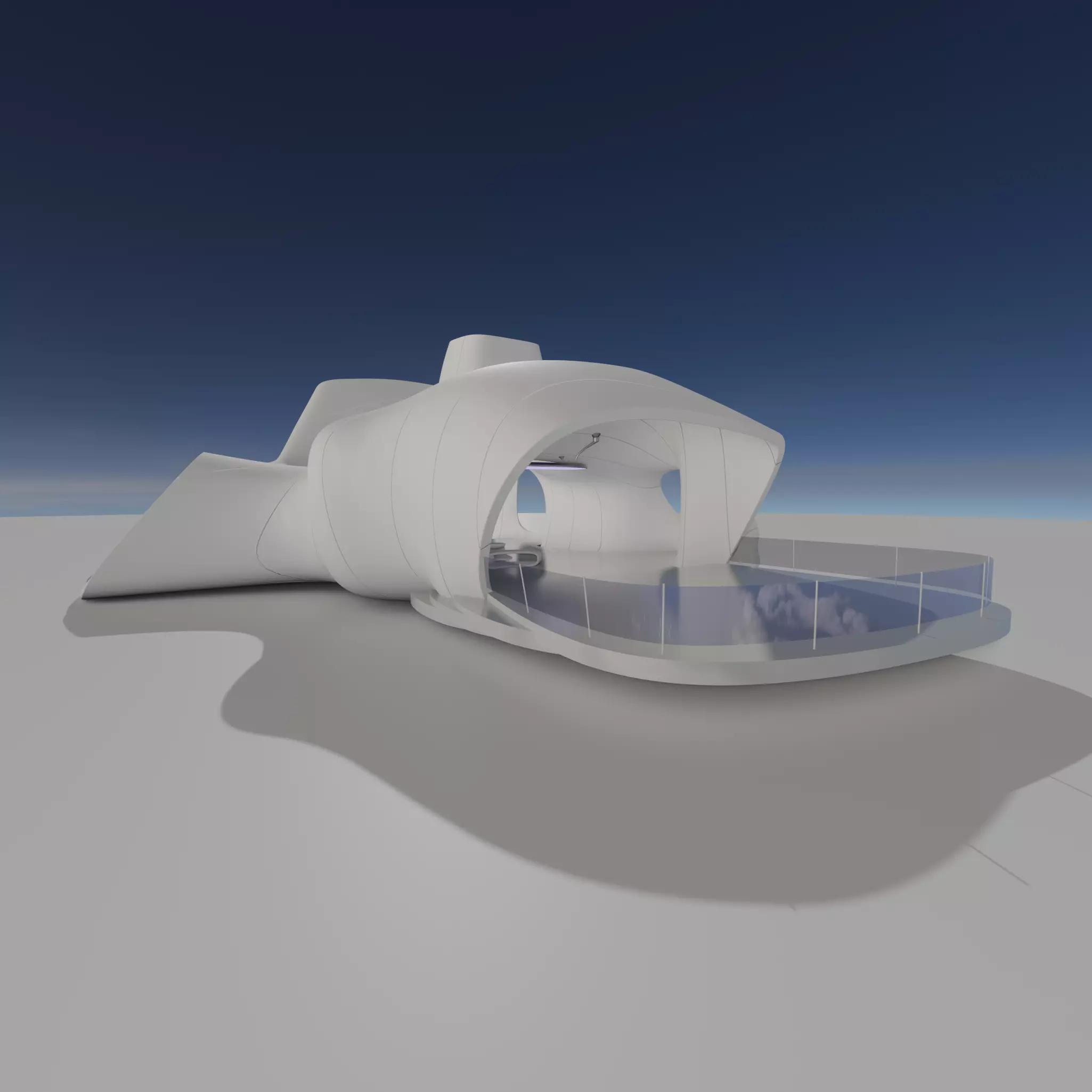 Sci fi Futuristic Exbition Exterior and Interior 3D 3D model_0