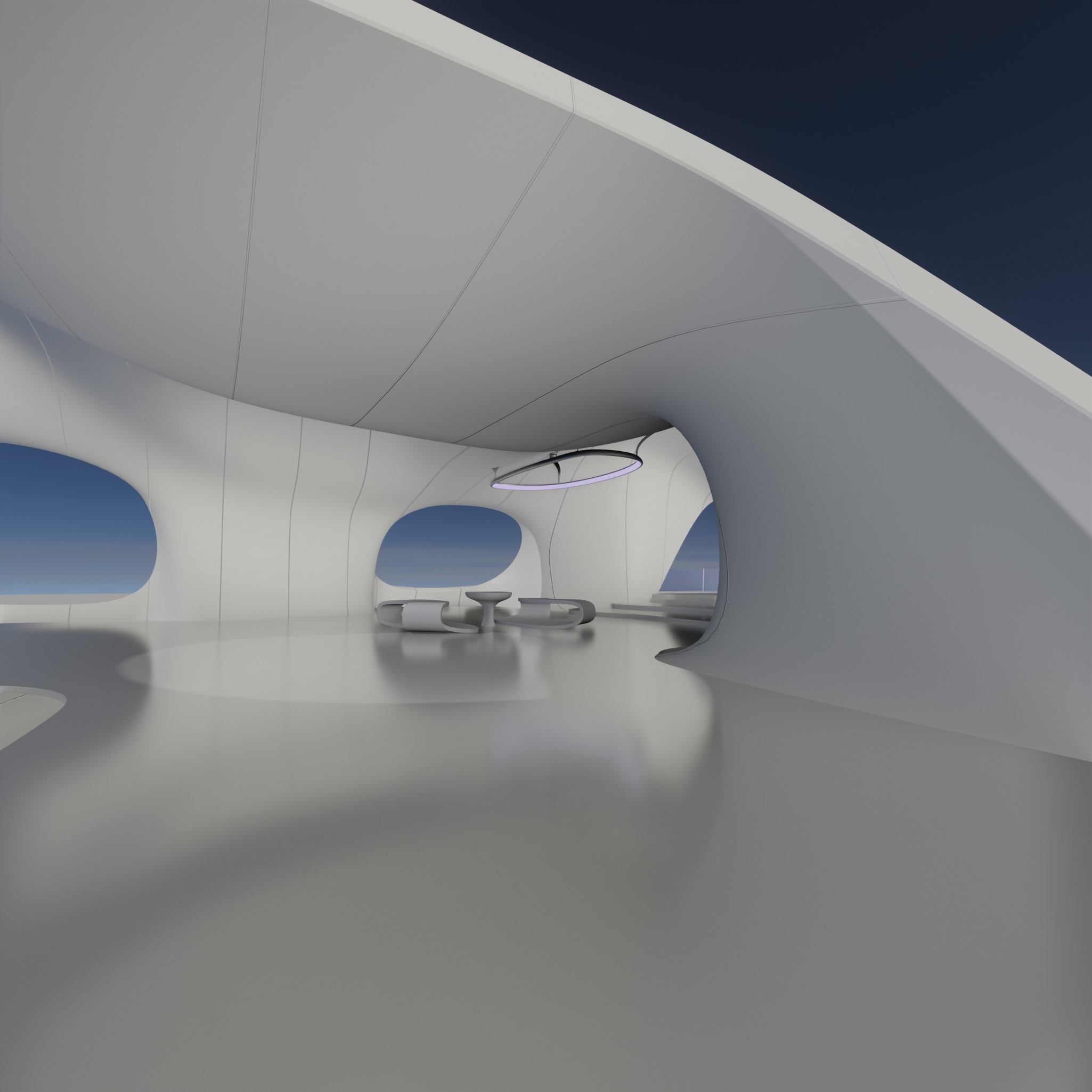 Sci fi Futuristic Exbition Exterior and Interior 3D 3D model_8