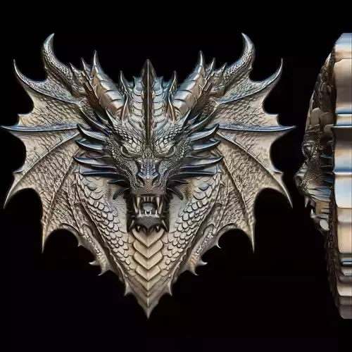 Dragon Head Relief No5 STL file for 3d Printing or CNC