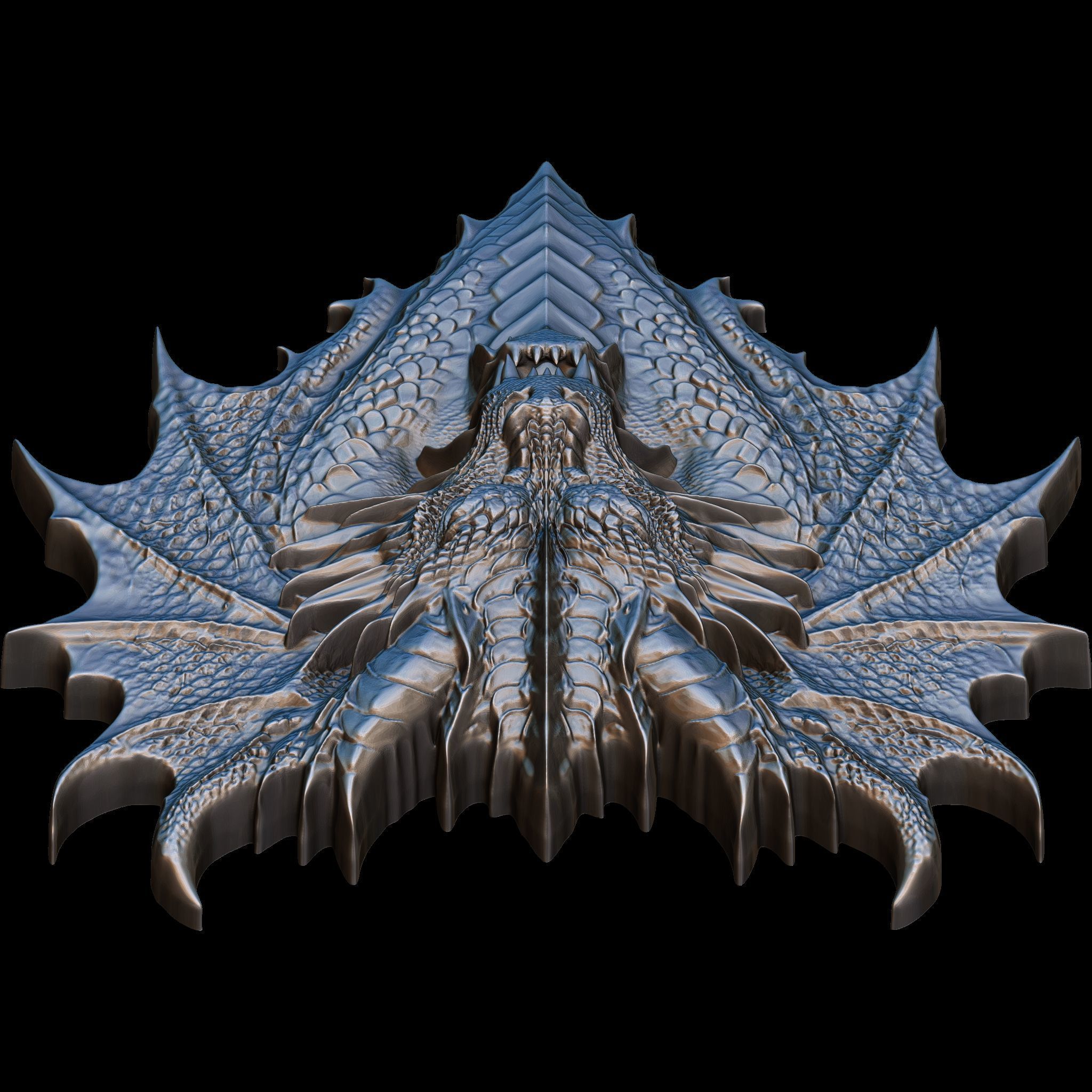 Dragon Head Relief No5 STL file for 3d Printing or CNC 3D print model_9