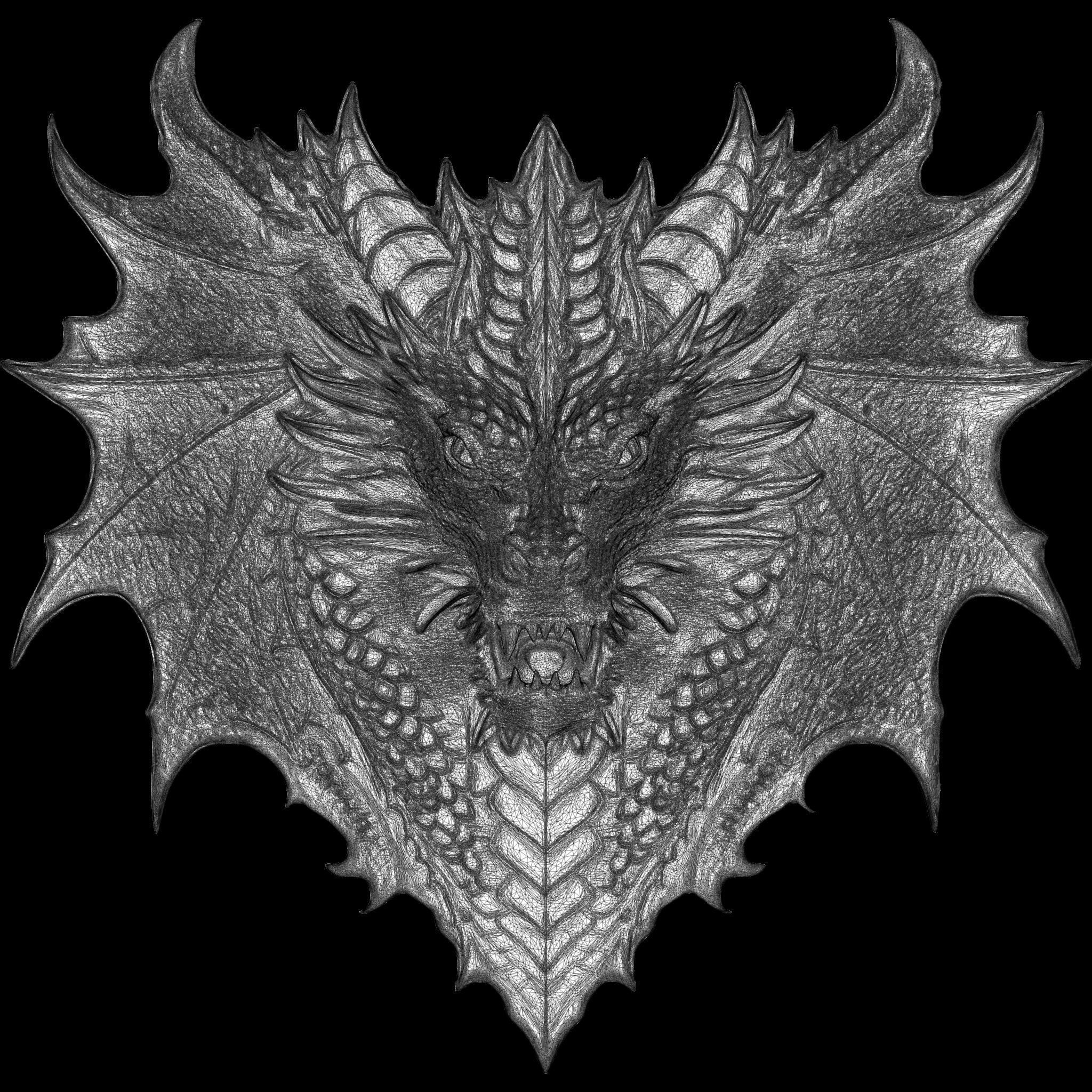 Dragon Head Relief No5 STL file for 3d Printing or CNC 3D print model_11