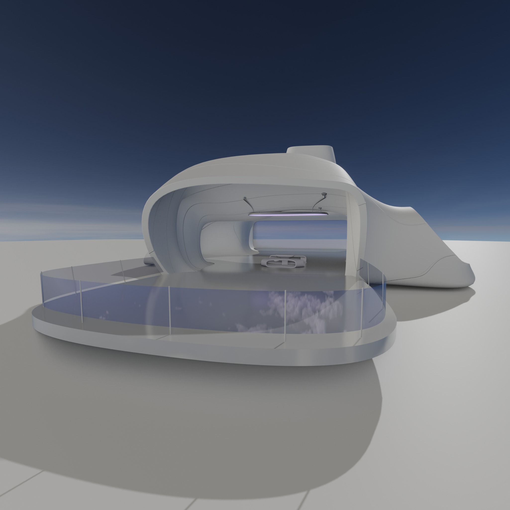 Sci fi Futuristic Exbition Exterior and Interior 3D 3D model_1