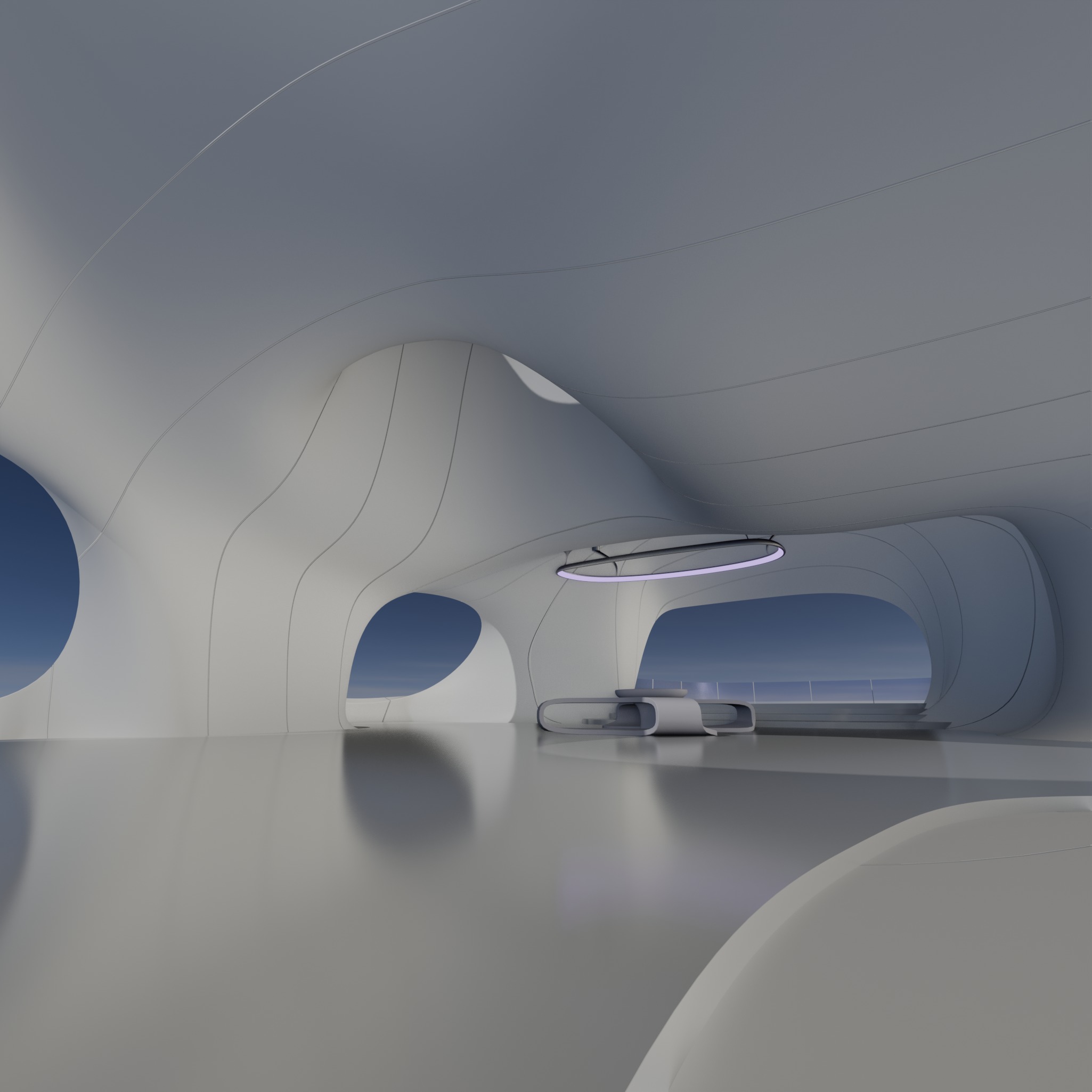 Sci fi Futuristic Exbition Exterior and Interior 3D 3D model_14