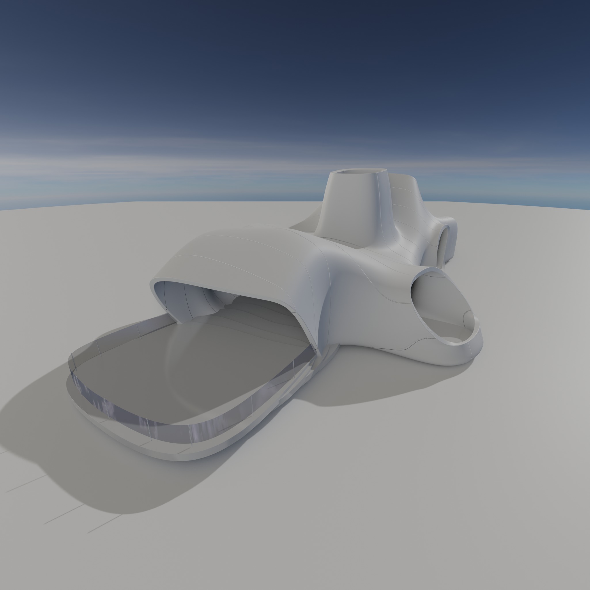 Sci fi Futuristic Exbition Exterior and Interior 3D 3D model_3