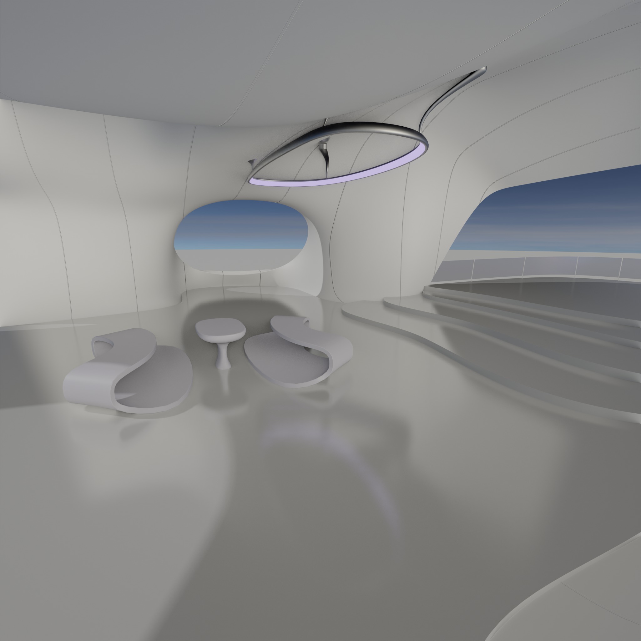 Sci fi Futuristic Exbition Exterior and Interior 3D 3D model_8