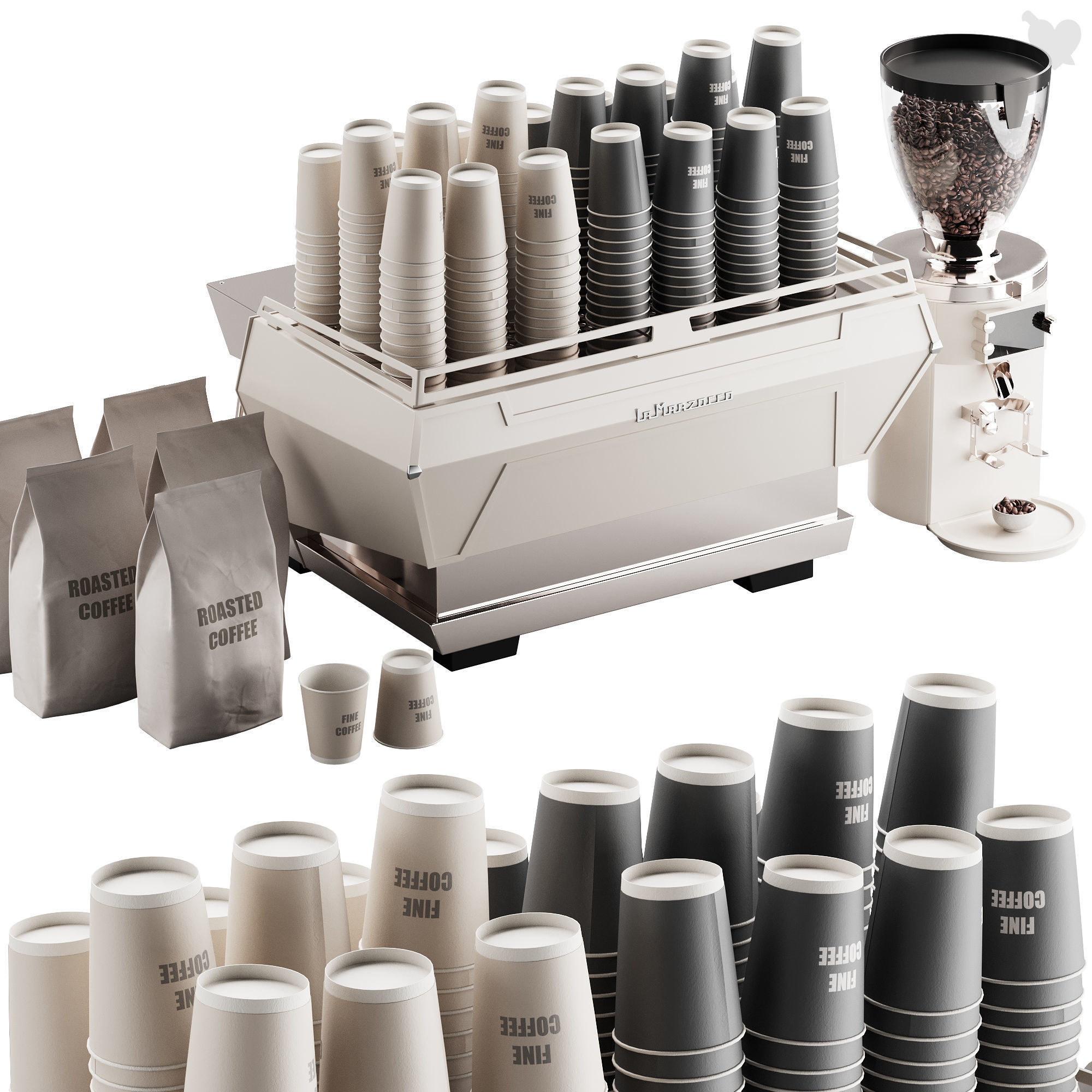 472 La Marzocco coffee machine Mahlkonig coffee grinder kit 3D model_8