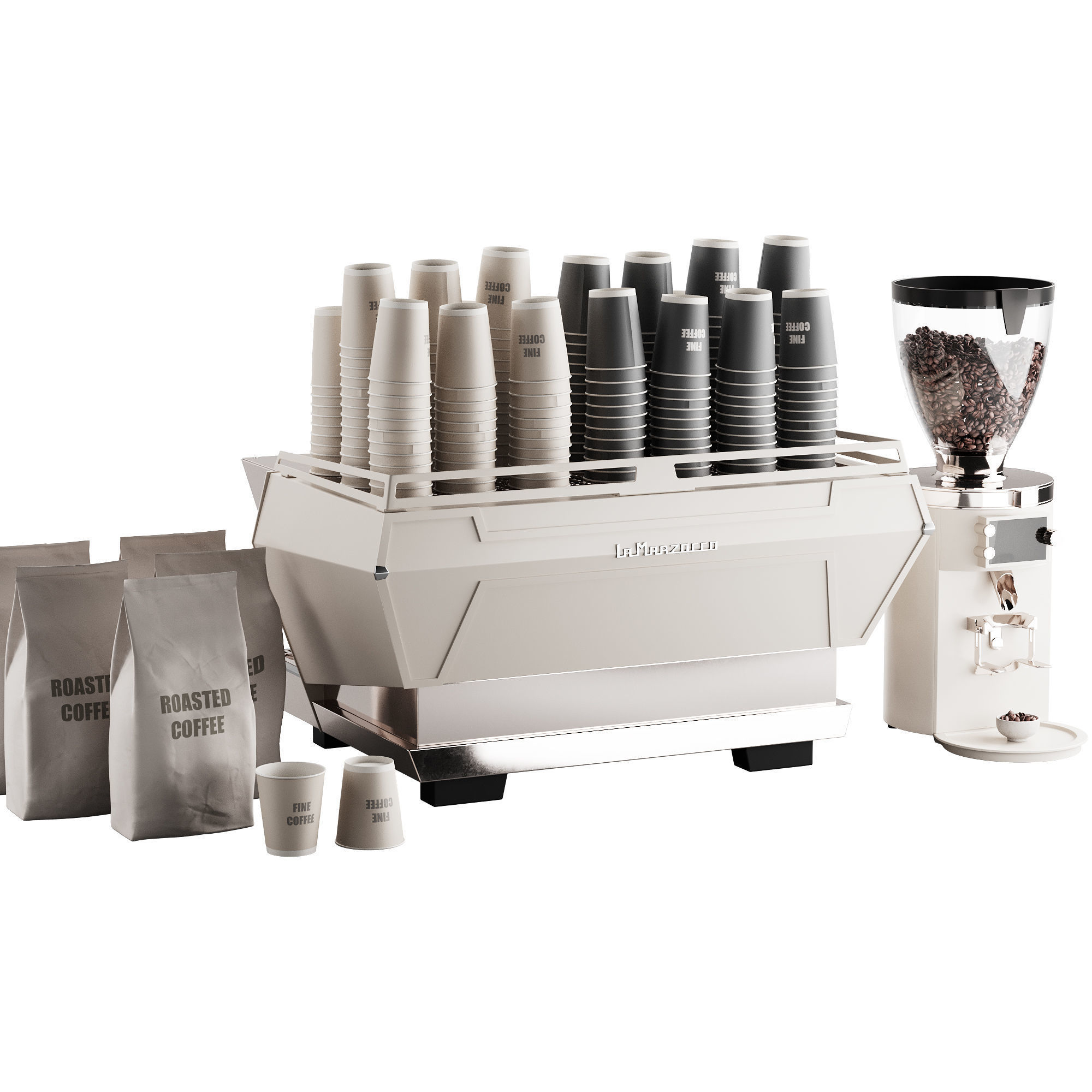 472 La Marzocco coffee machine Mahlkonig coffee grinder kit 3D model_2