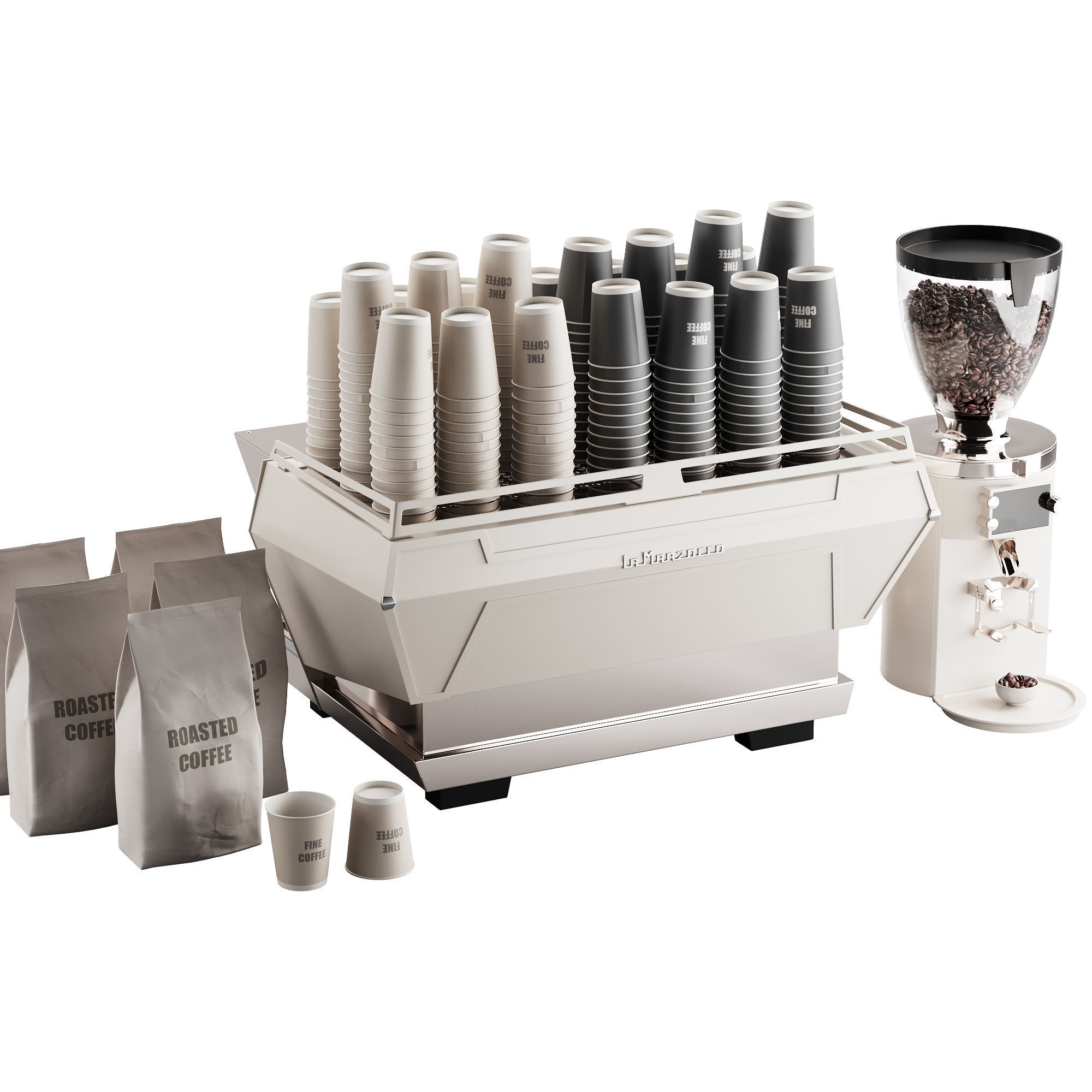 472 La Marzocco coffee machine Mahlkonig coffee grinder kit 3D model_3