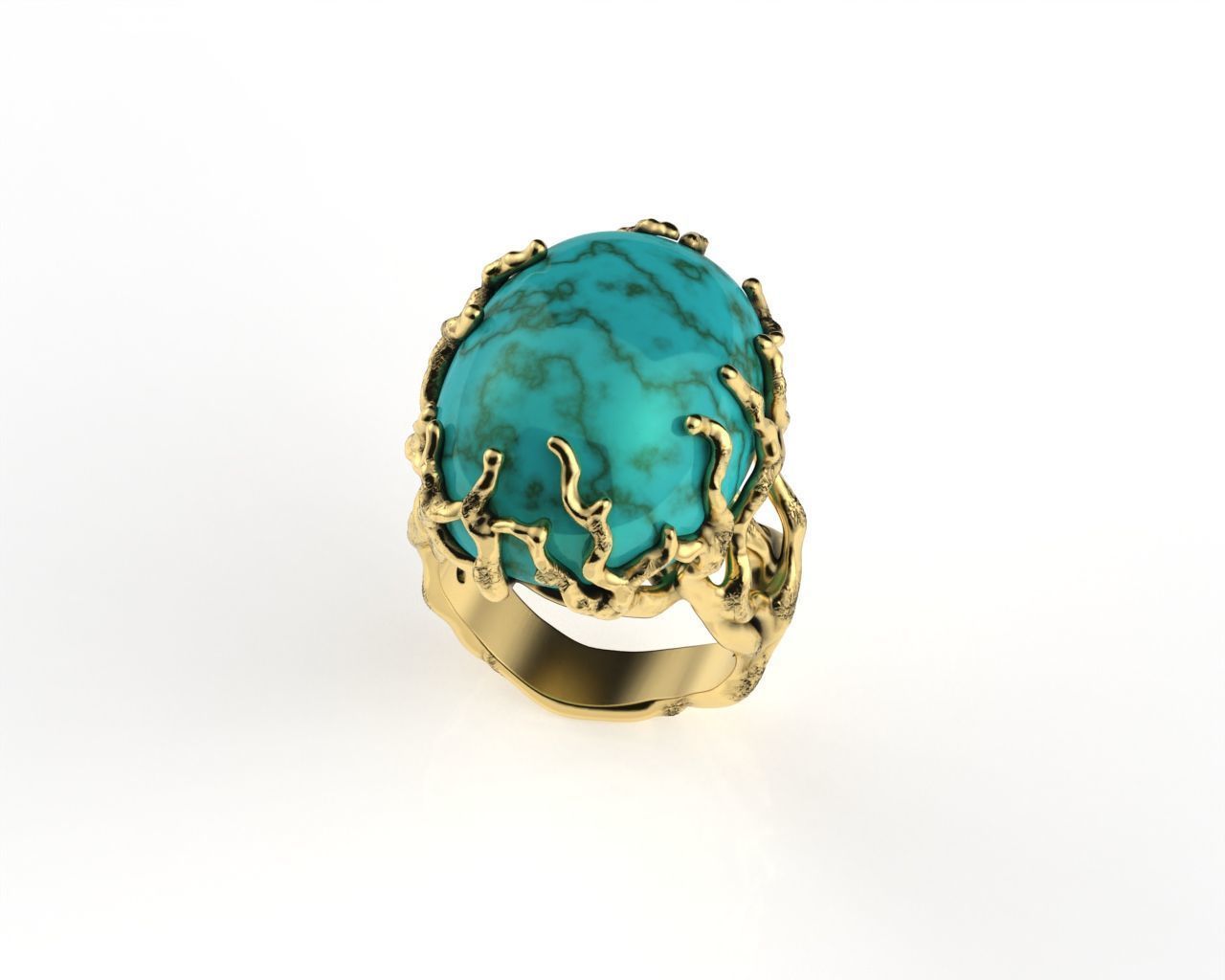 Art Ring with Oval Cabochon 3D print model_4