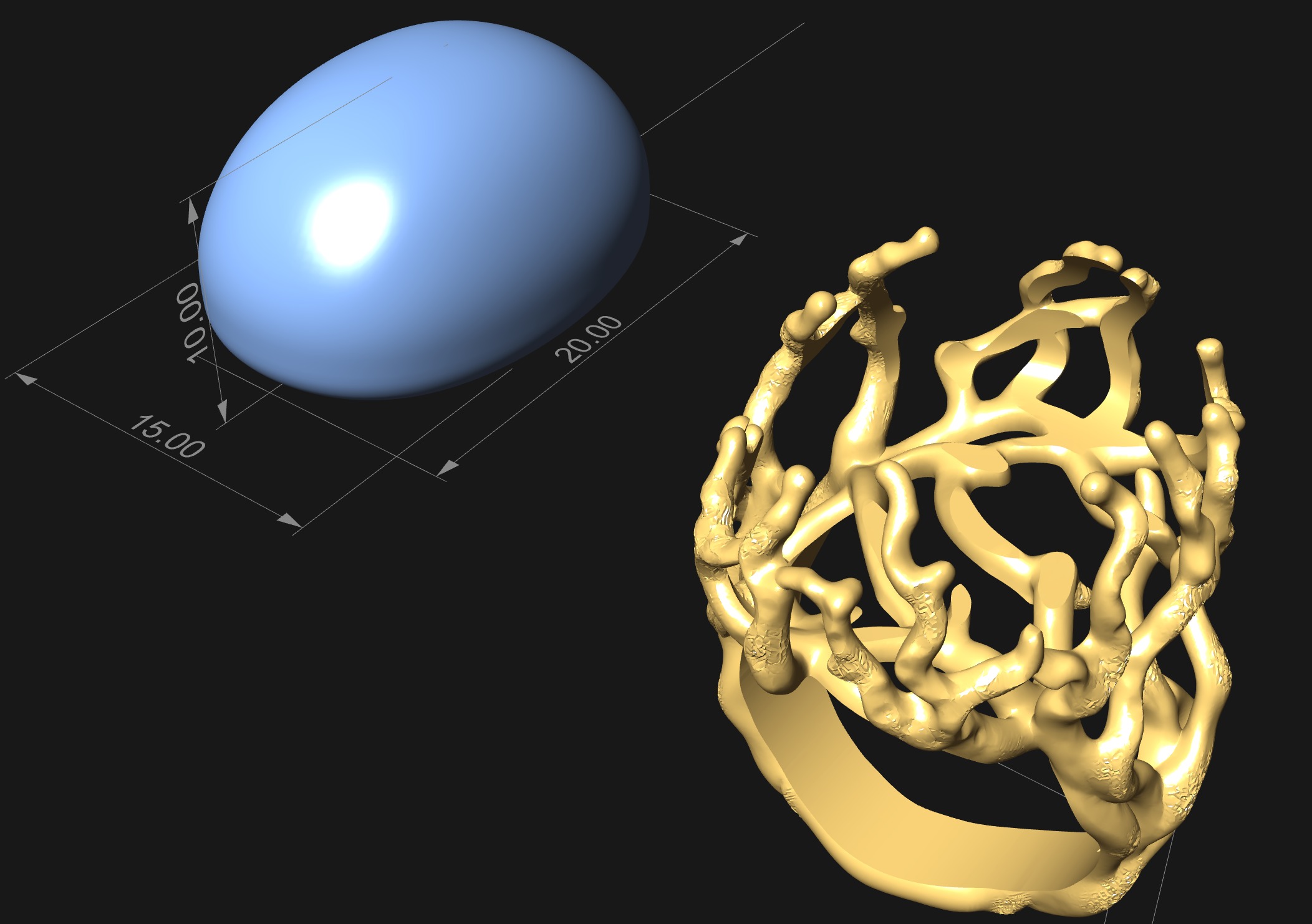 Art Ring with Oval Cabochon 3D print model_12