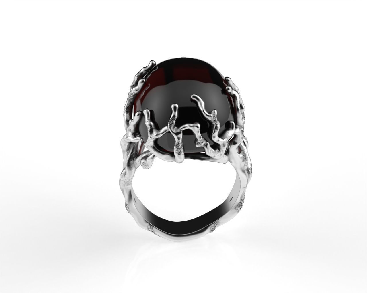 Art Ring with Oval Cabochon 3D print model_8