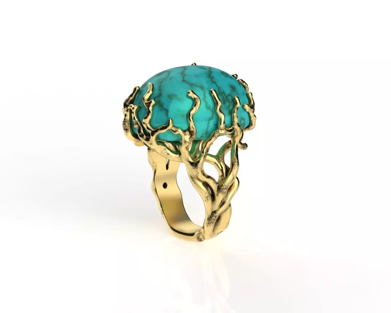 Art Ring with Oval Cabochon 3D print model_0