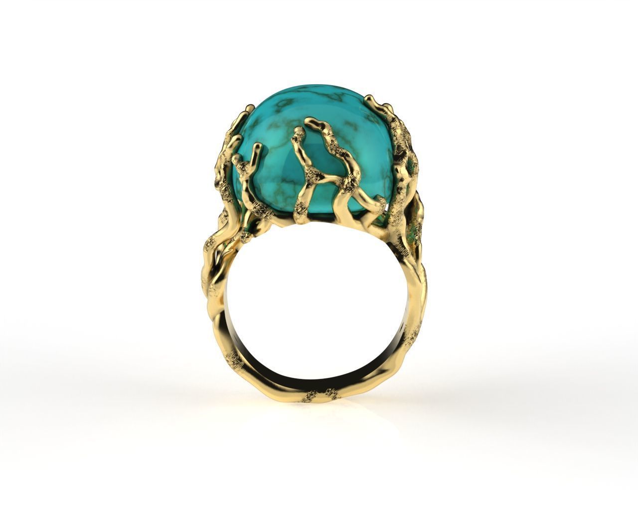 Art Ring with Oval Cabochon 3D print model_3