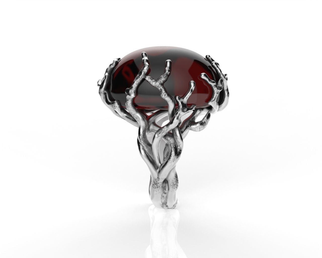 Art Ring with Oval Cabochon 3D print model_9